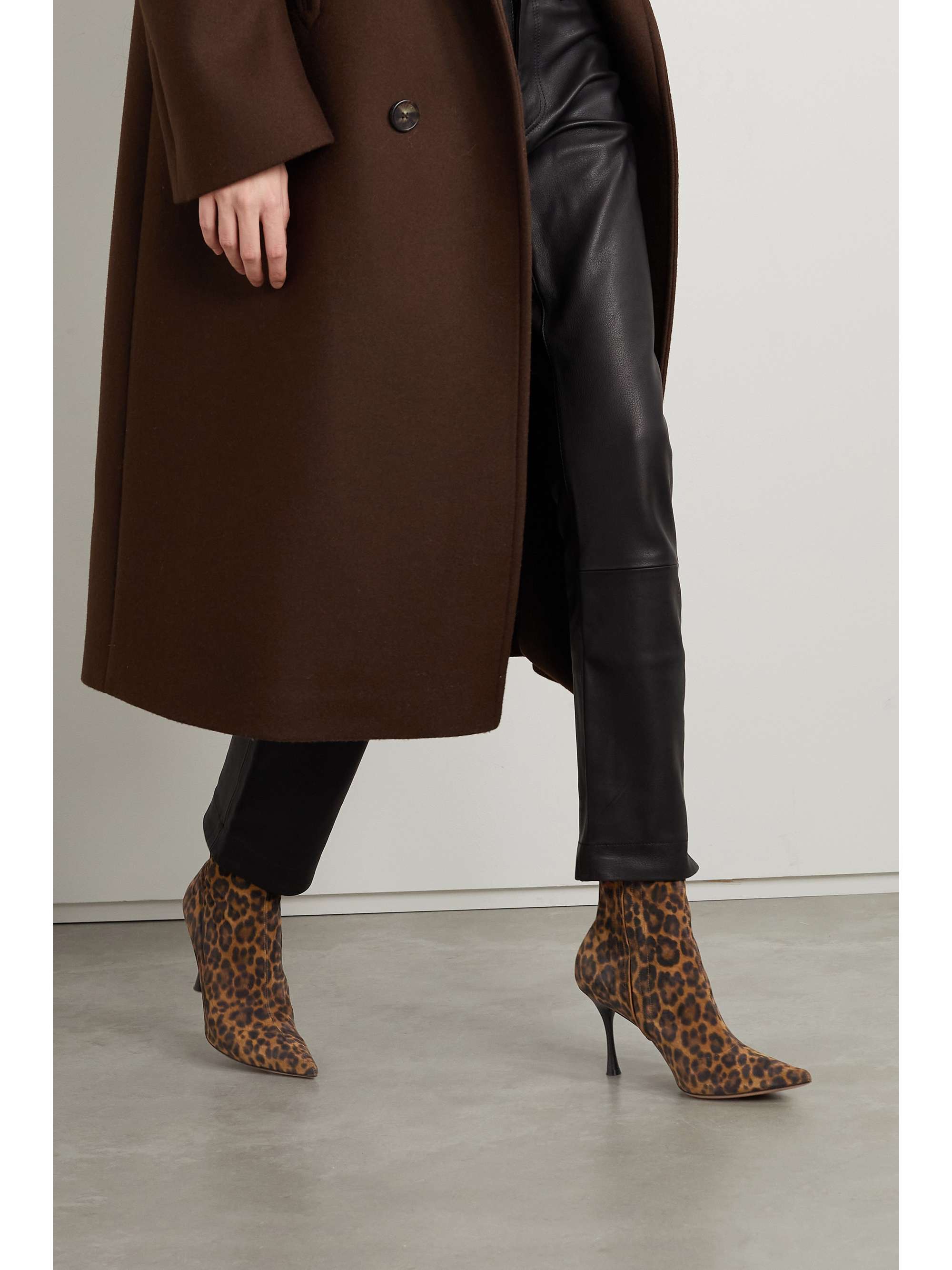 GIANVITO ROSSI 85 leopard-print suede ankle boots