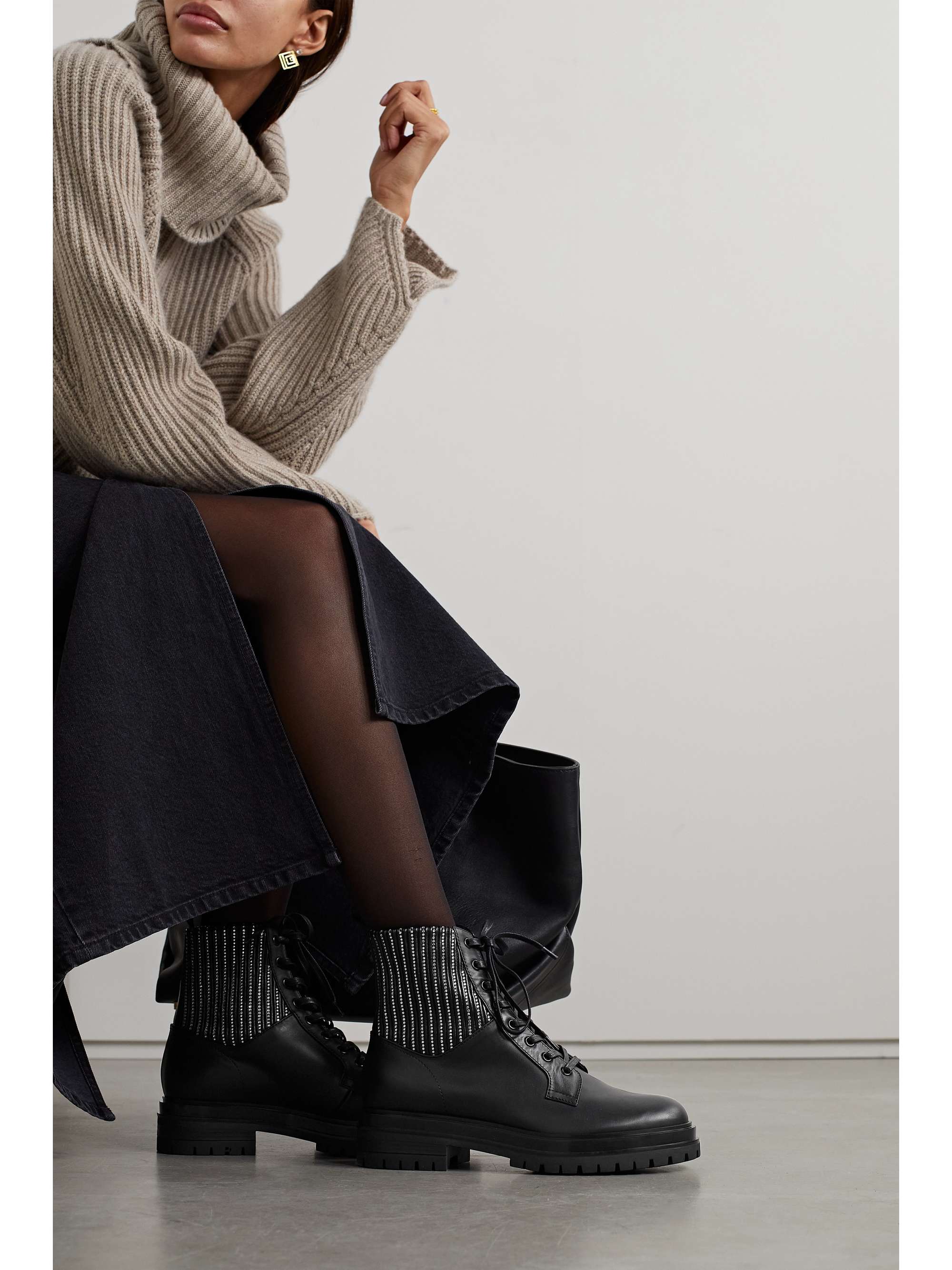 GIANVITO ROSSI Martis 40 crystal-embellished leather ankle boots