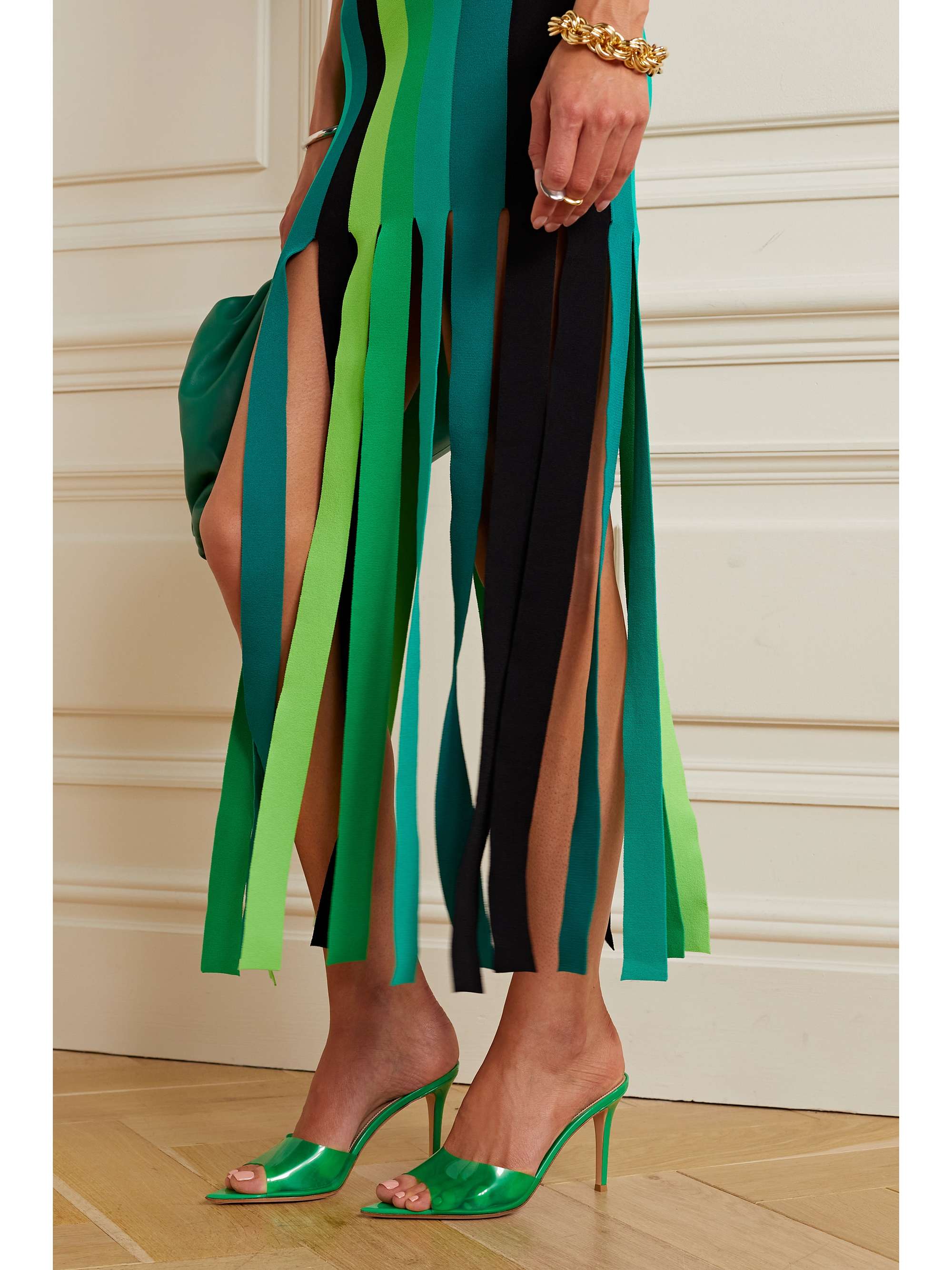 GIANVITO ROSSI Elle 85 PVC and patent-leather mules