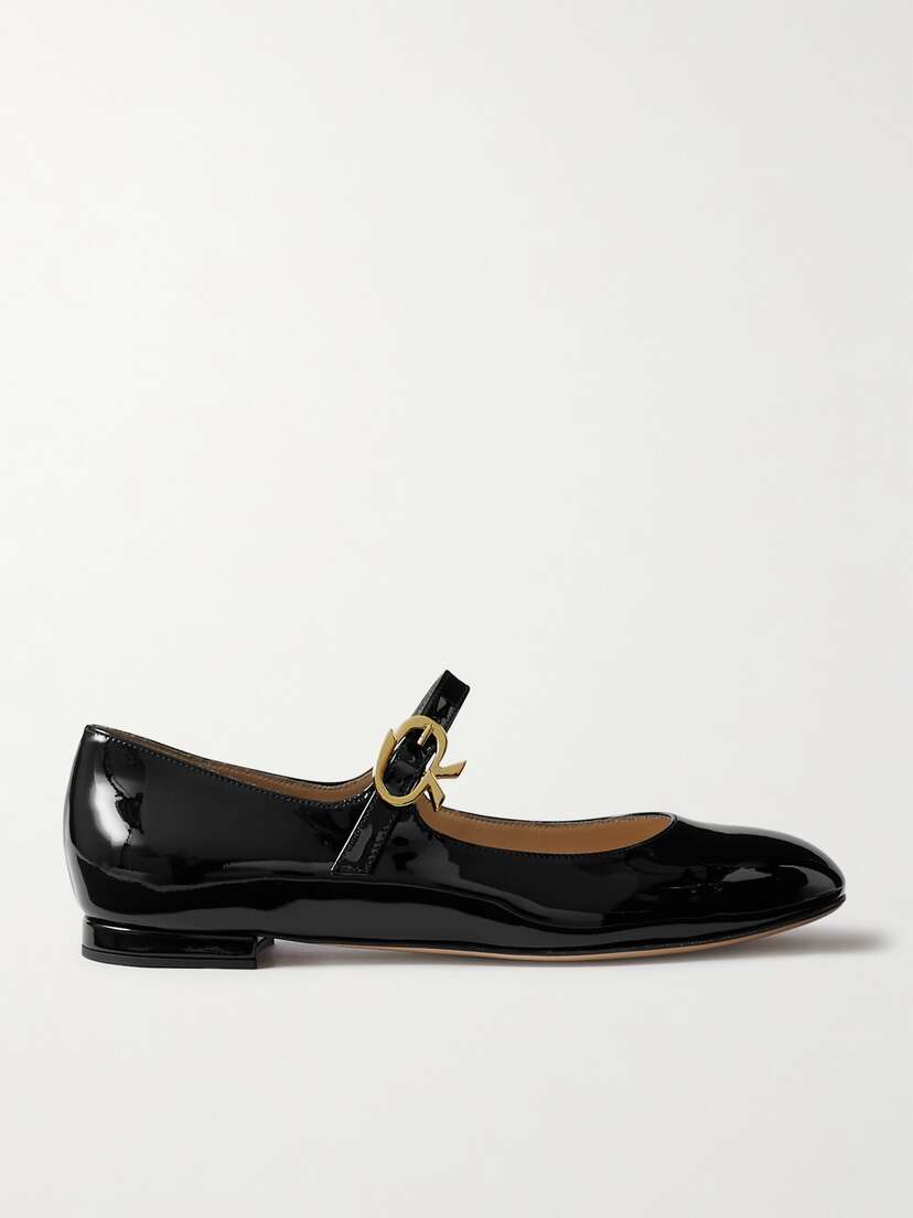 Gianvito Rossi Mary Ribbon Atent-leather Flats