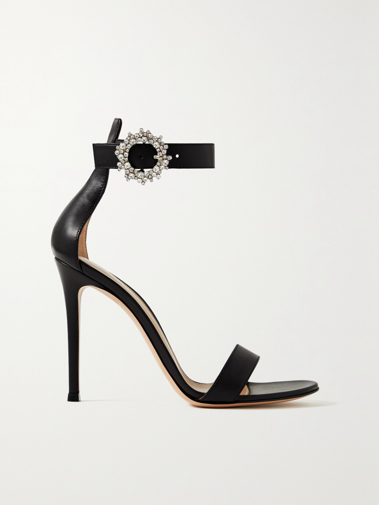 Gianvito Rossi Portofino 105 Crystal-embellished Leather Sandals - Black