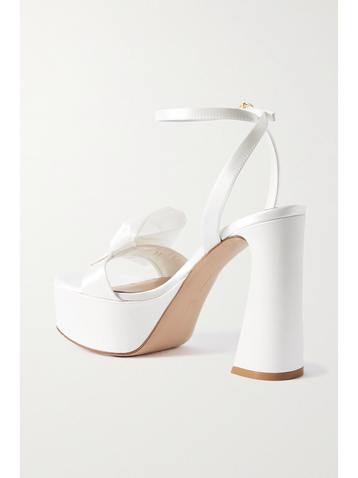 Shop Gianvito Rossi 120 Bow-embellished Satin Platform Sandals In White