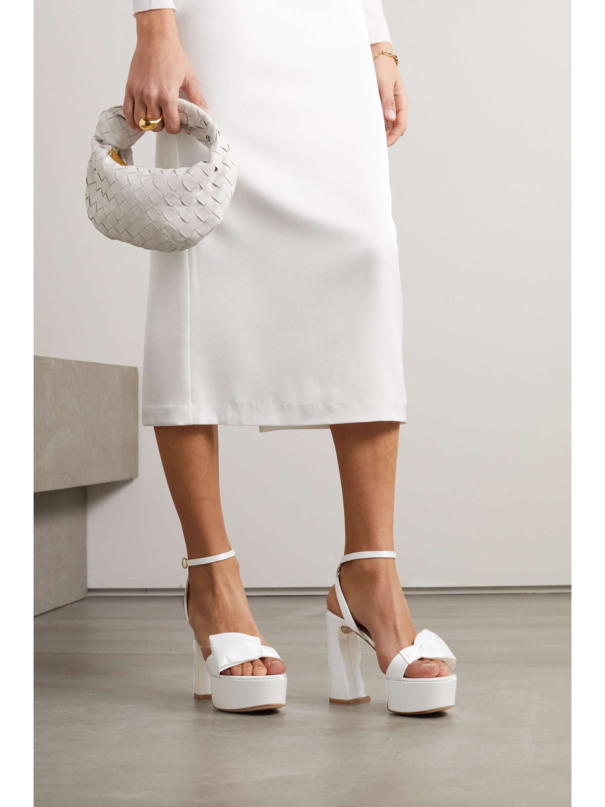 GIANVITO ROSSI 70 bow-embellished satin platform sandals