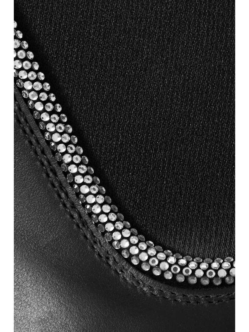 Gianvito Rossi Chester Crystal-embellished Leather Chelsea Boots - detail view in Black