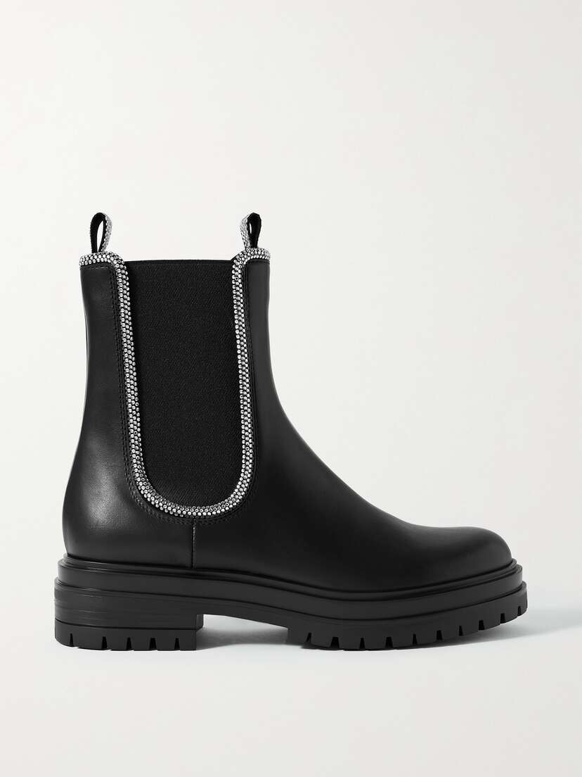 Gianvito Rossi Chester Crystal-embellished Leather Chelsea Boots - Women's Shoes