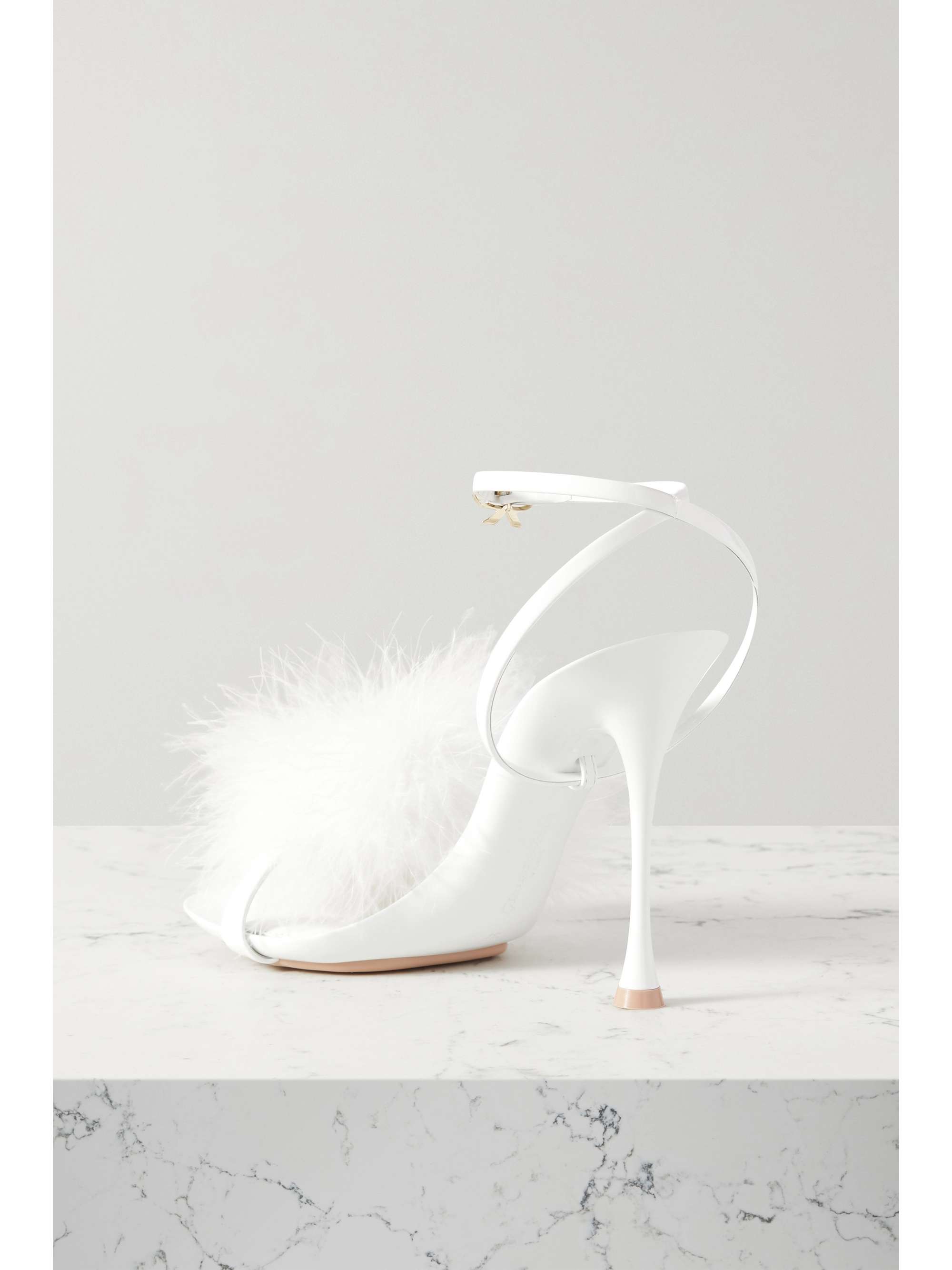 GIANVITO ROSSI Spice Plume 95 feather-embellished patent-leather sandals