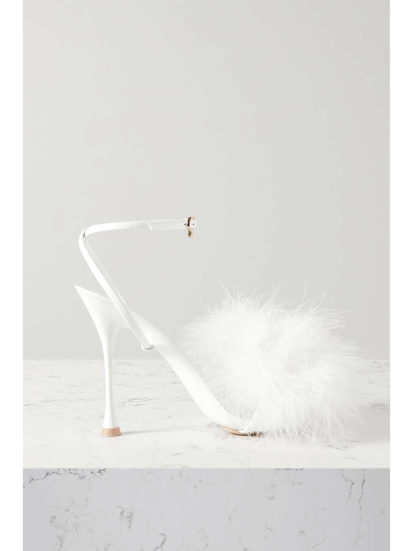 Gianvito Rossi Spice Plume 95 Feather-embellished Patent-leather Sandals