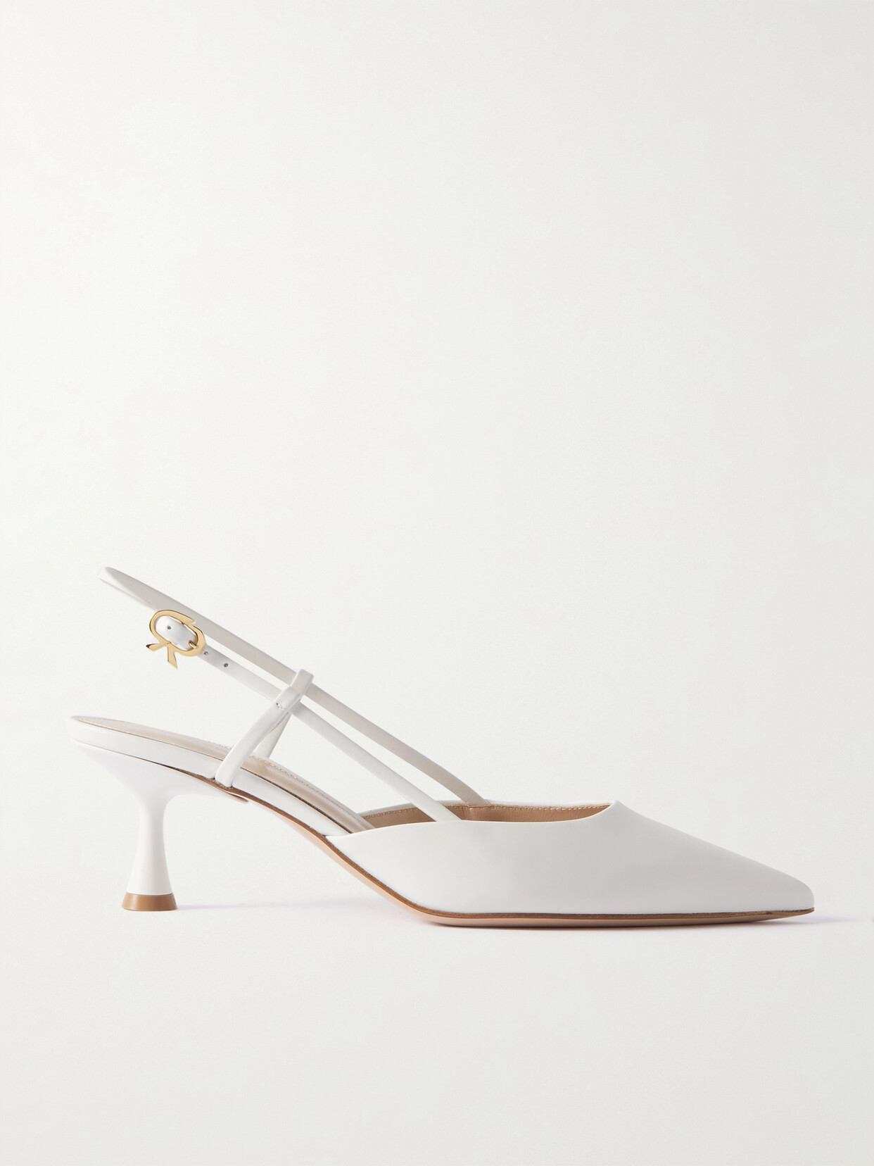 Shop Gianvito Rossi Ascent 55 Leather Slingback Pumps In White