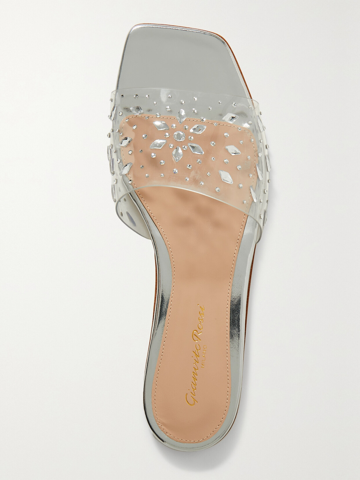 Gianvito Rossi - Crystal-embellished Pvc Slides - Neutrals