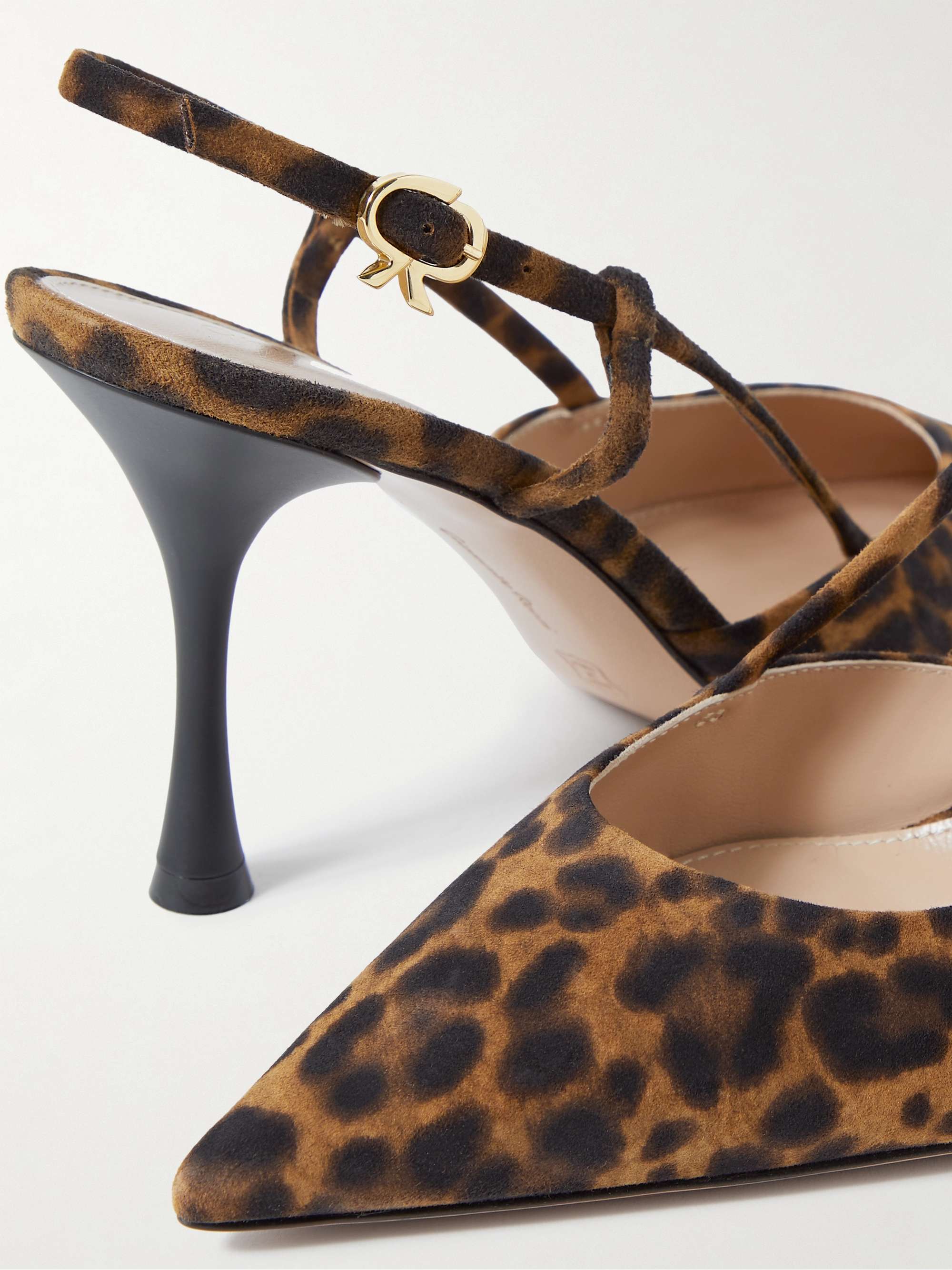 GIANVITO ROSSI Ascent leopard-print suede slingback pumps