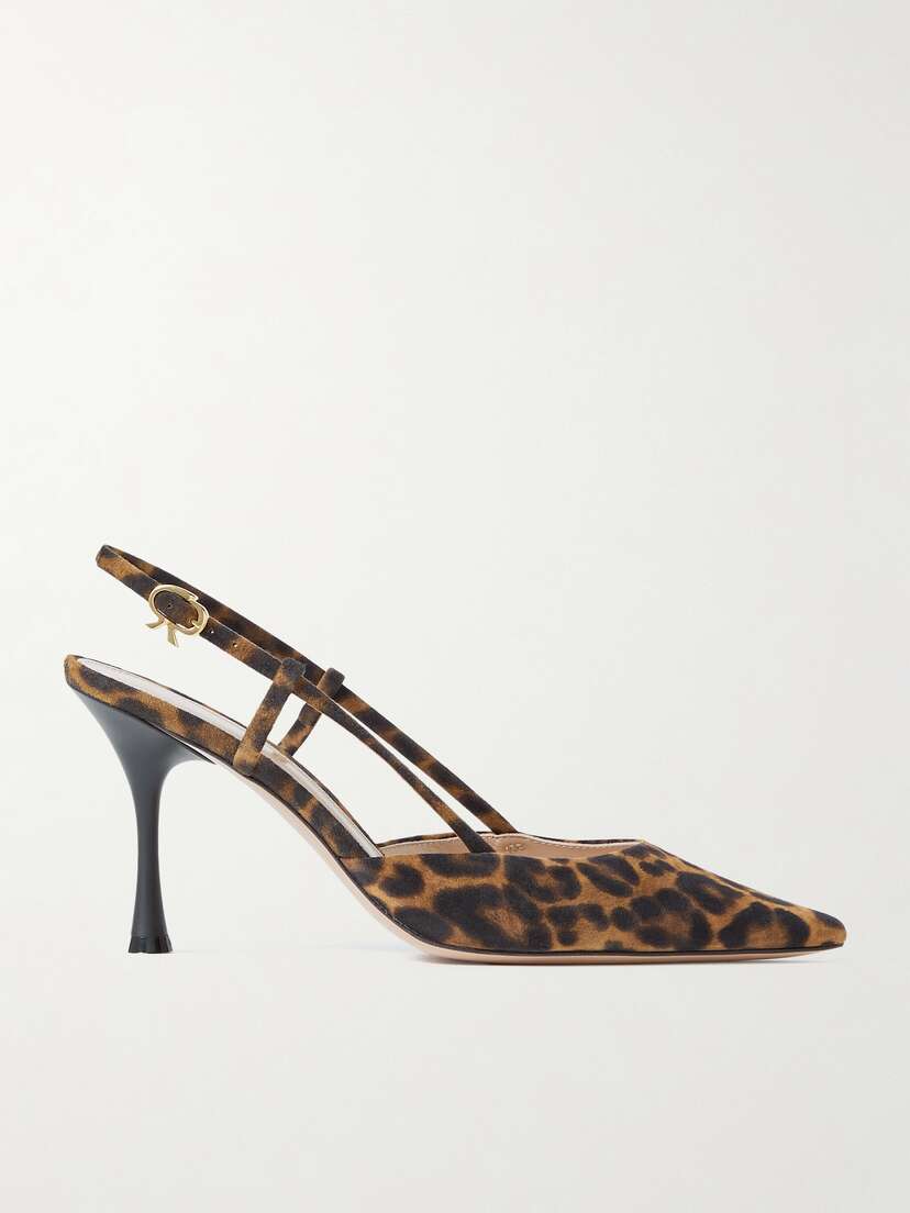 Gianvito Rossi Ascent Leopard-print Suede Slingback Pumps