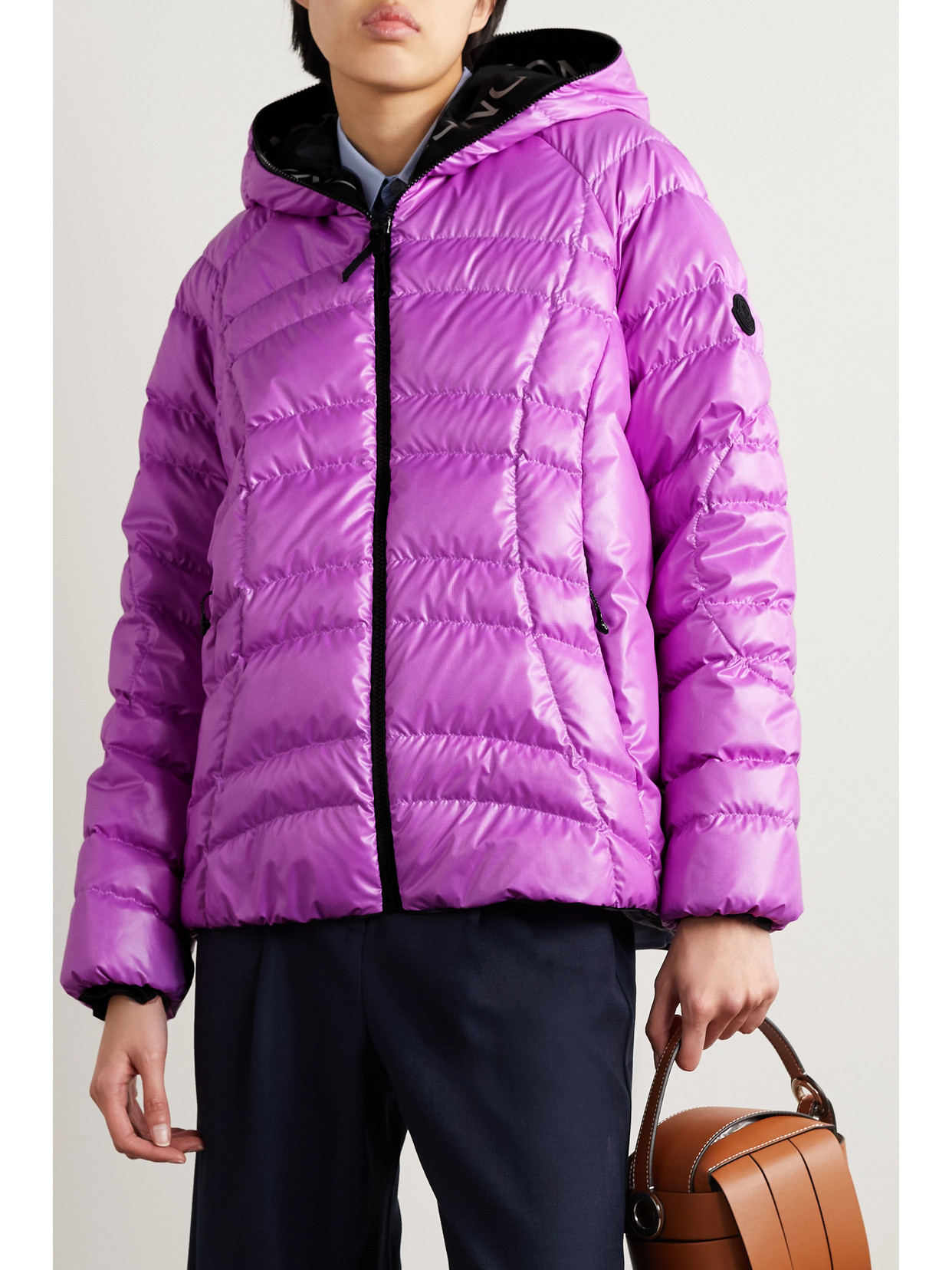 Moncler Narlay Hooded Quilted Ripstop Down Jacket In Purple