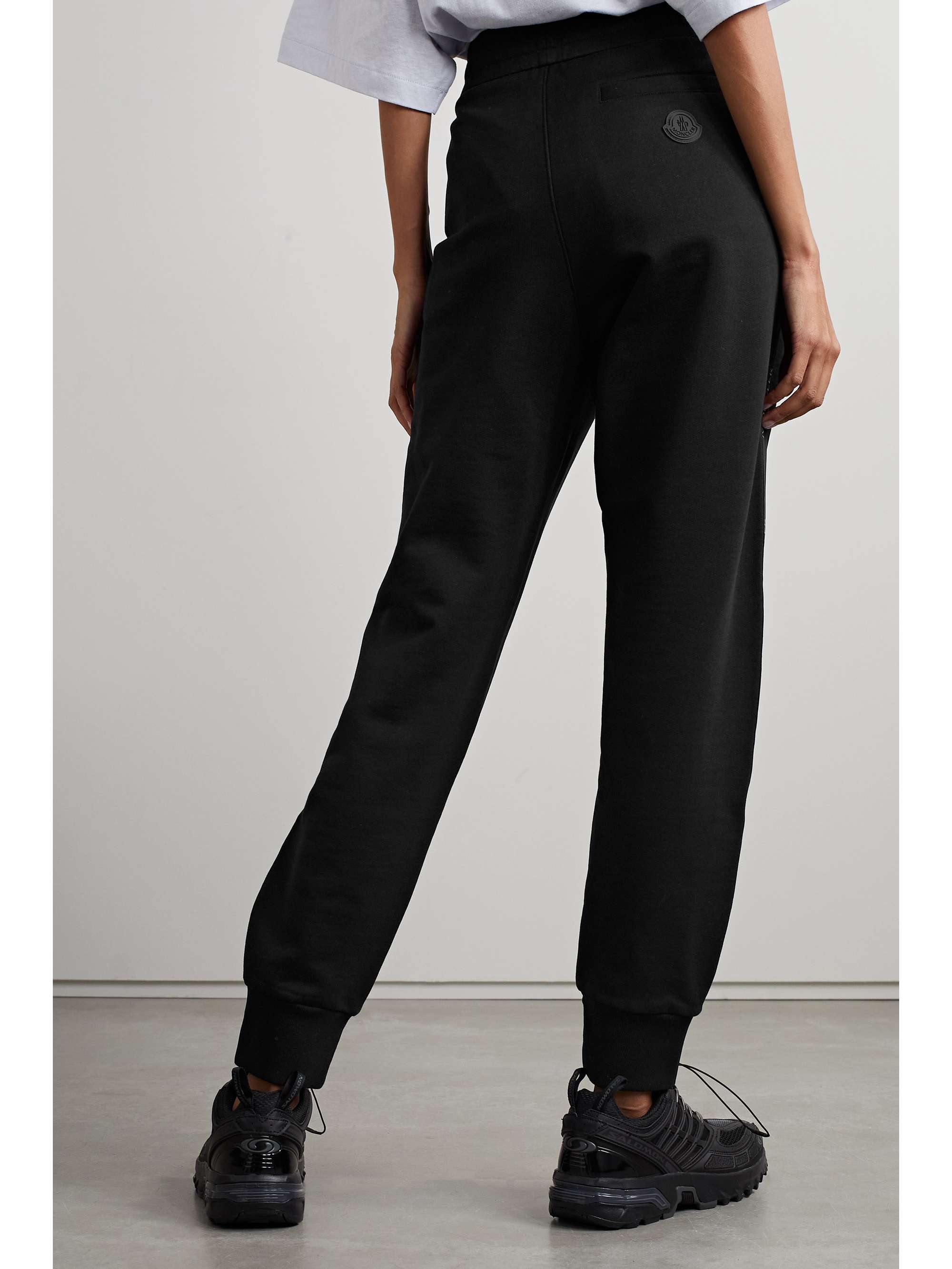 MONCLER Satin-trimmed cotton-jersey tapered track pants