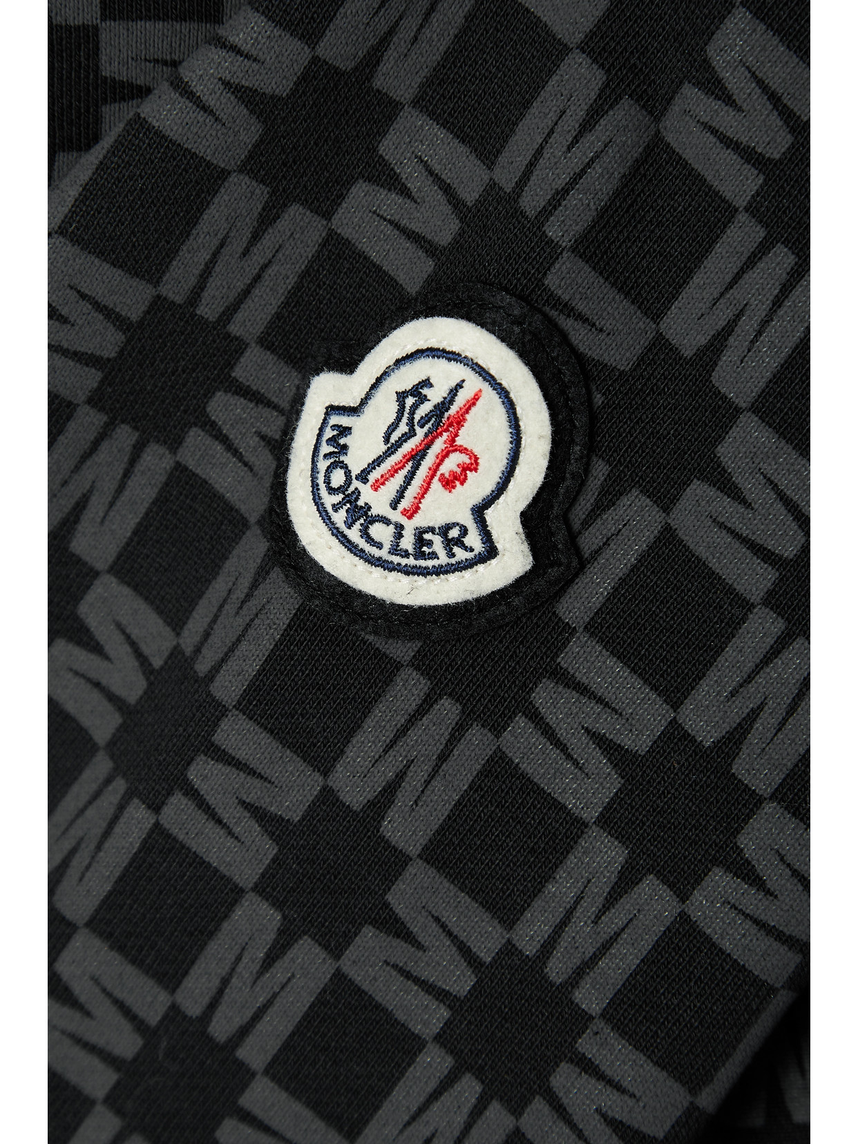 Moncler Printed Cotton Hoodie In Black