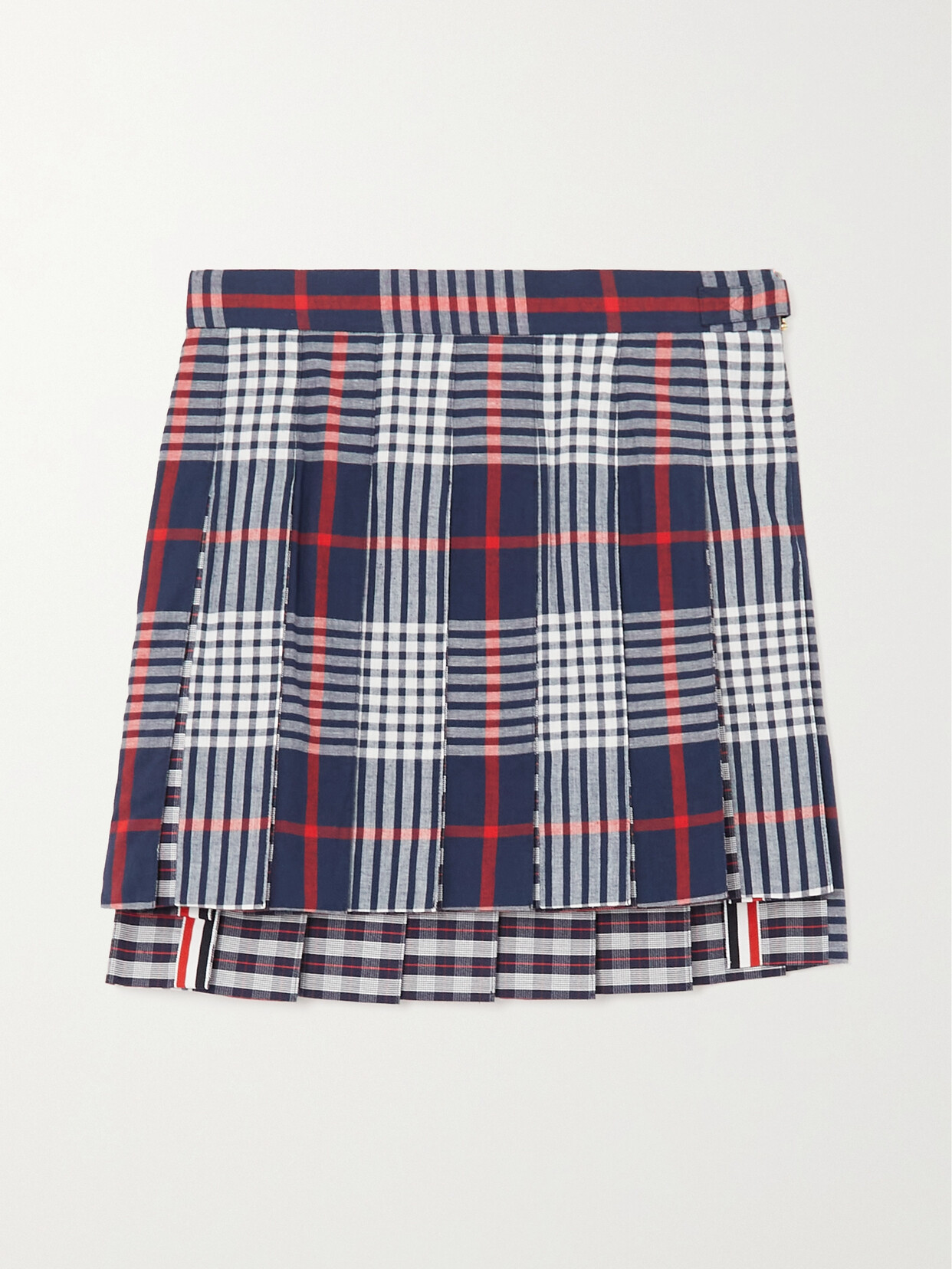 Thom Browne - Pleated Checked Cotton Mini Skirt - Gray