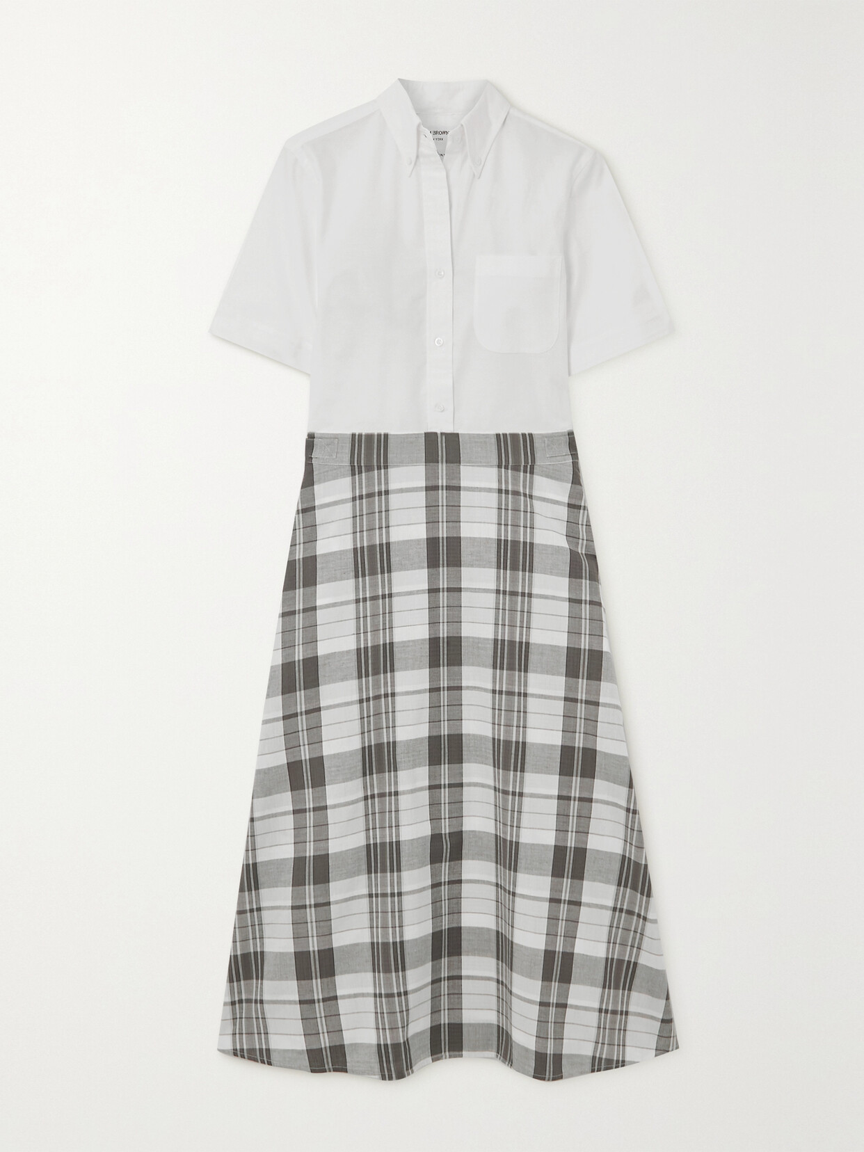 THOM BROWNE CHECKED COTTON MIDI DRESS