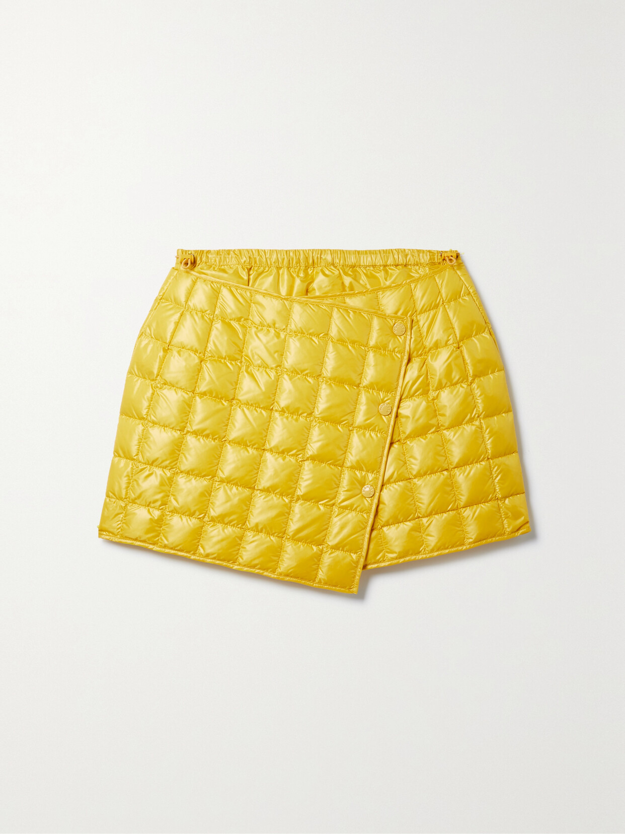 MONCLER QUILTED GLOSSED-SHELL DOWN MINI WRAP SKIRT