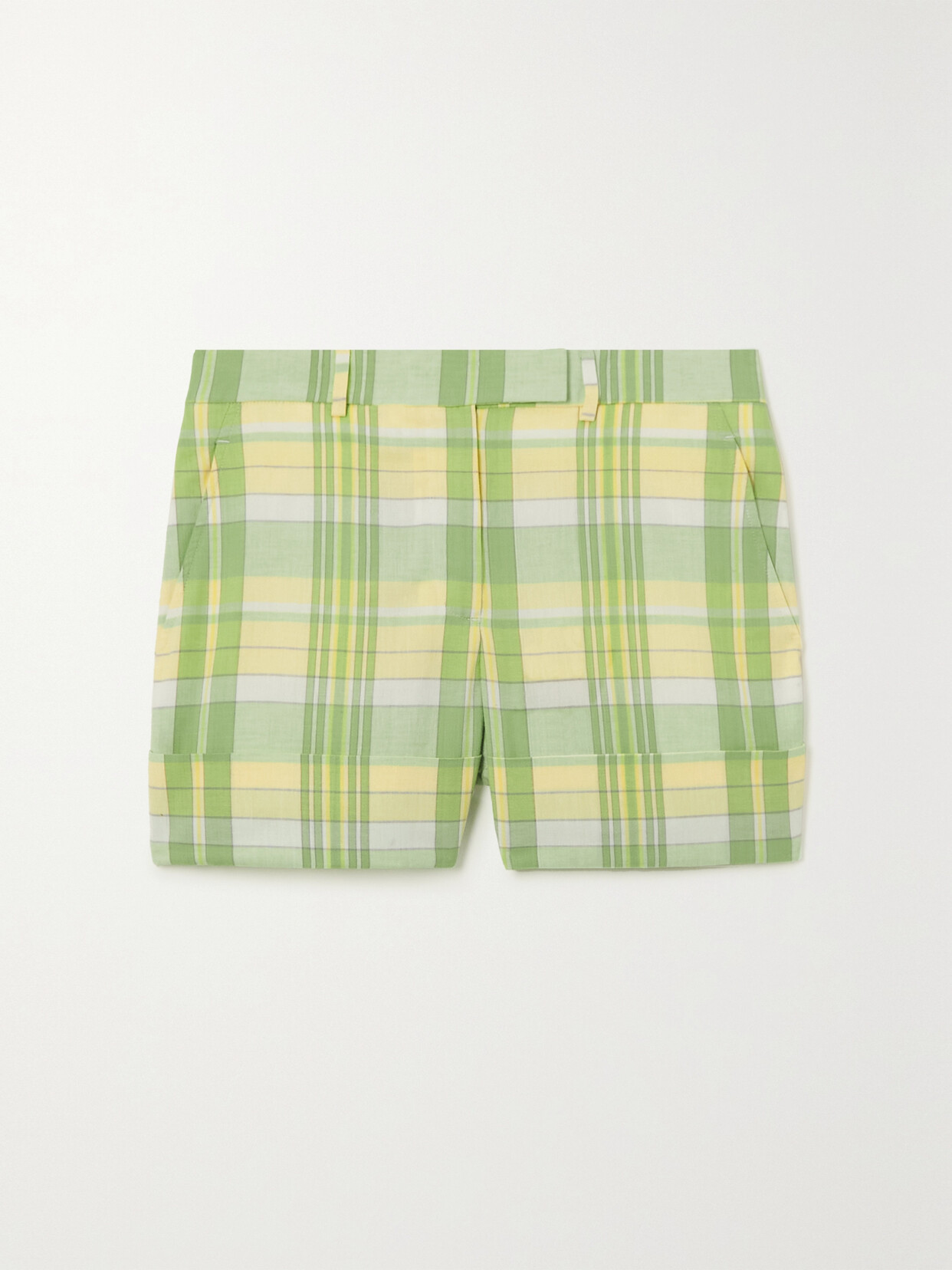 Thom Browne - Webbing-trimmed Checked Cotton-poplin Shorts - Green