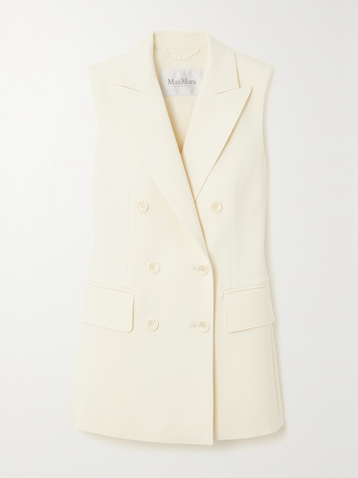 Shop Max Mara Pallida Double-breasted Wool-blend Vest In Ivory