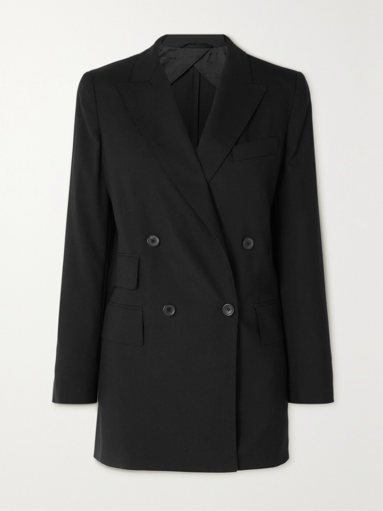 Shop Max Mara Luglio Double-breasted Wool, Mohair And Silk-blend Blazer In Black