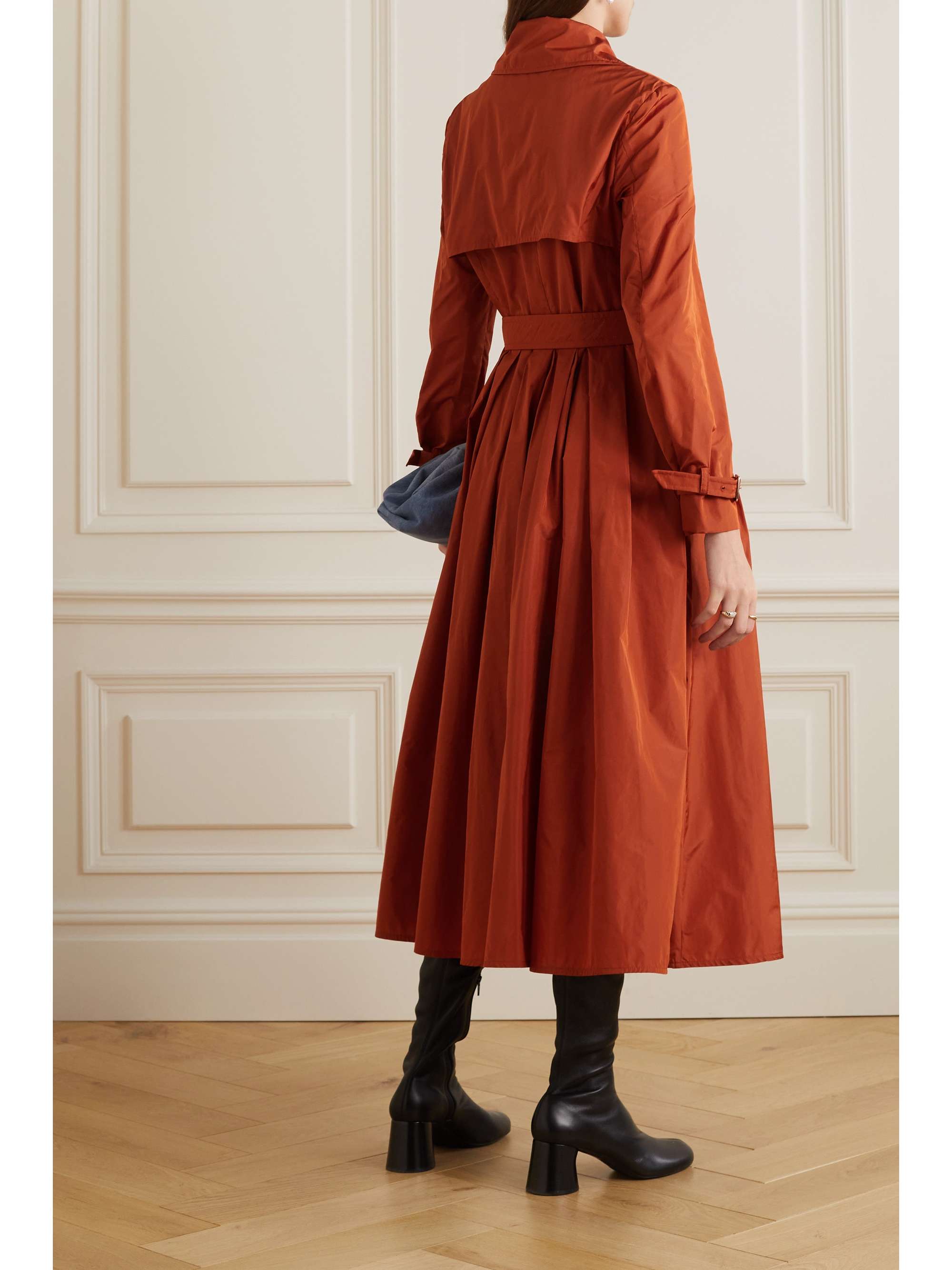MAX MARA Tubinga double-breasted belted pleated taffeta coat