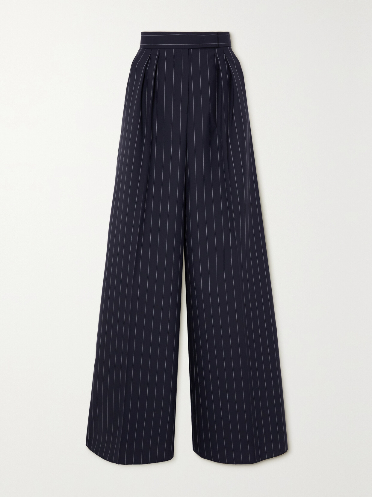 Max Mara - Xavier Pinstriped Wool Wide-leg Pants - Blue