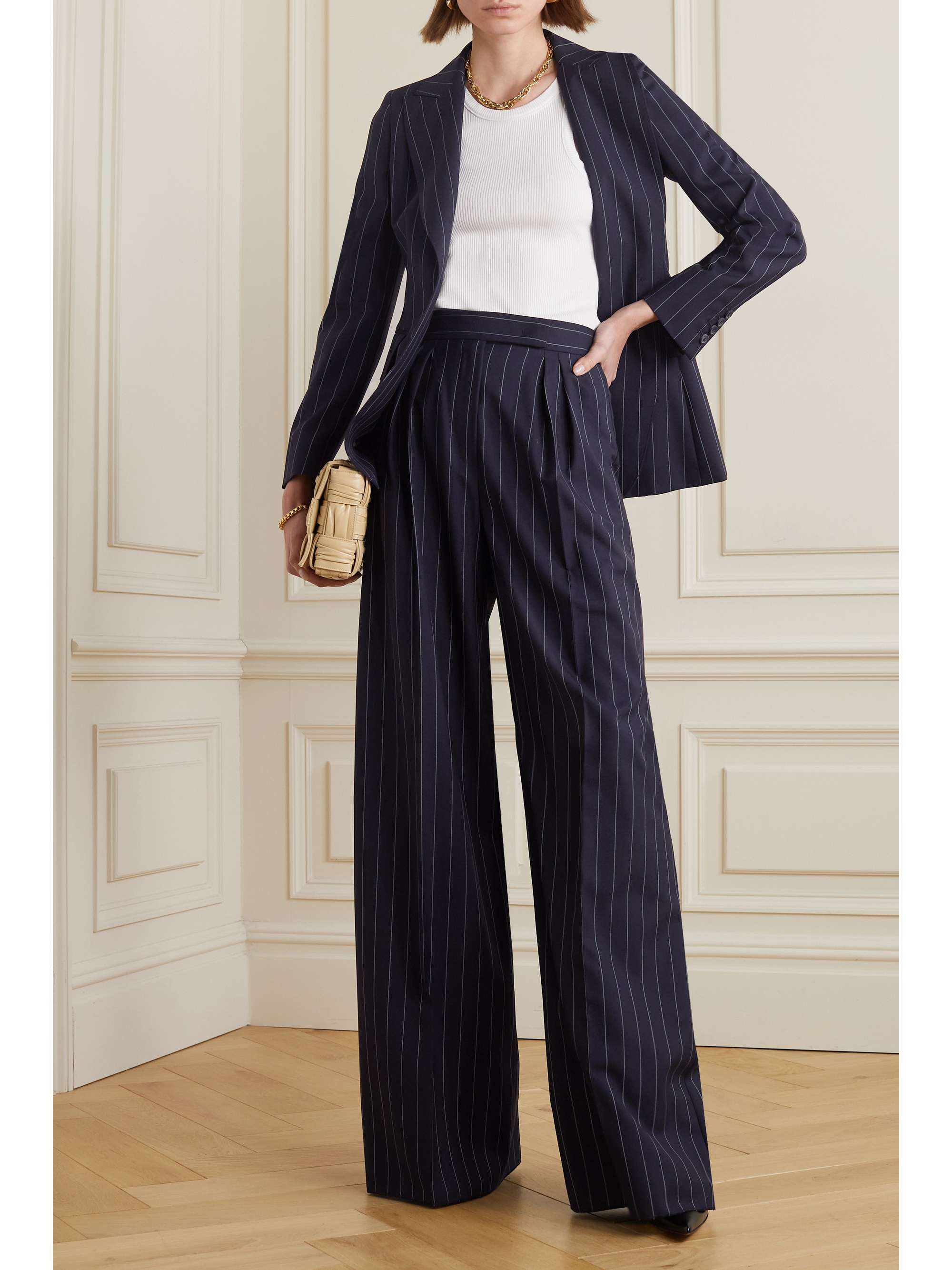 MAX MARA Xavier pinstriped wool wide-leg pants