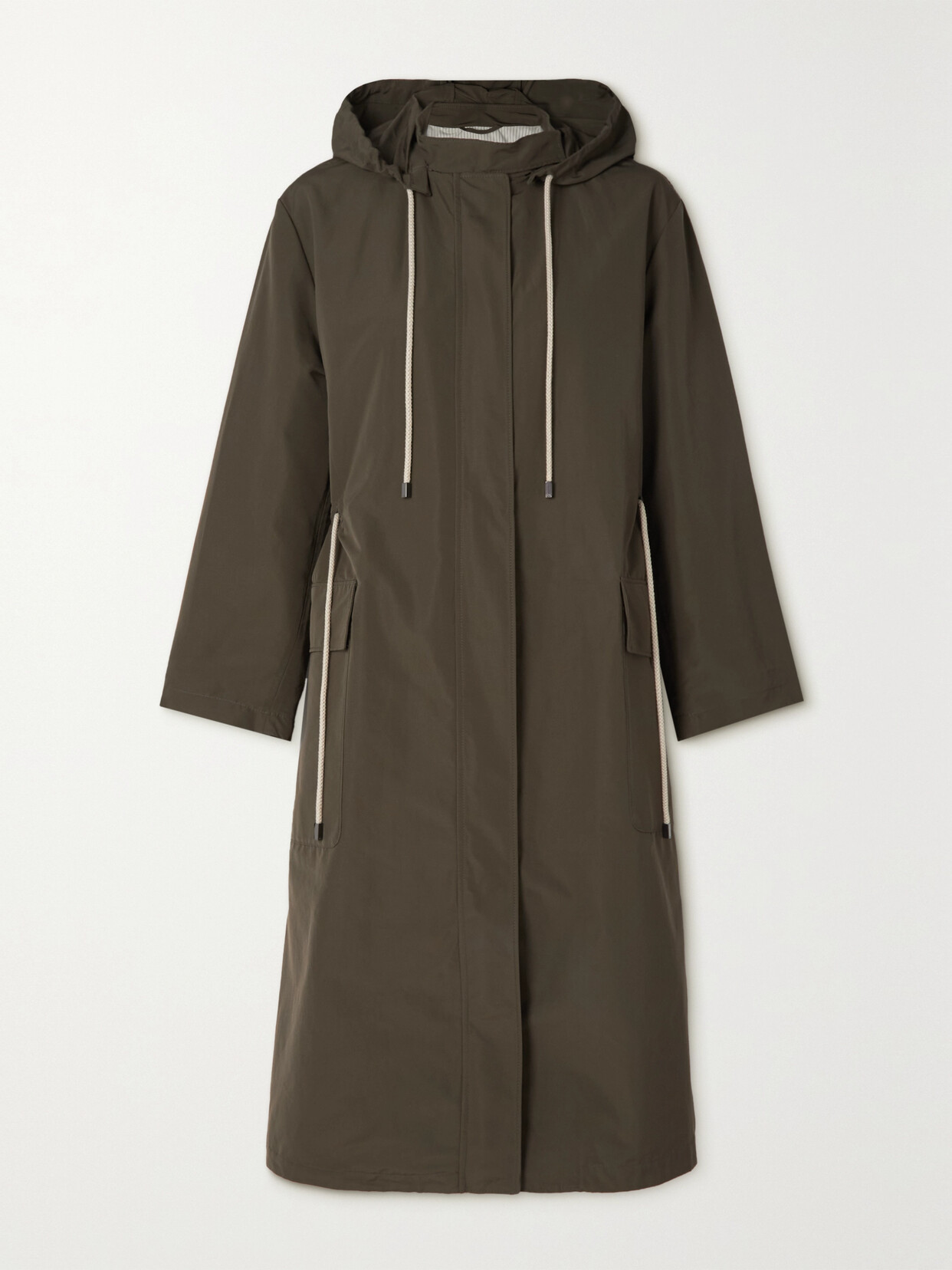 Max Mara Cottonci Hooded Shell Coat In Green