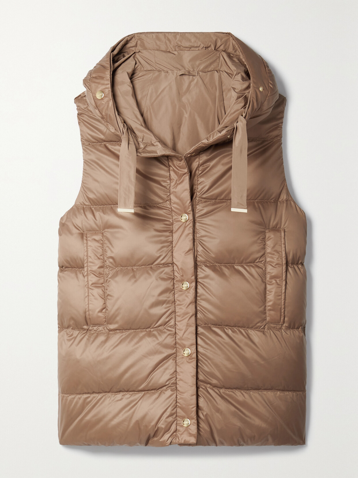 Max Mara - Cube Jsoft Hooded Quilted Shell Down Vest - Brown