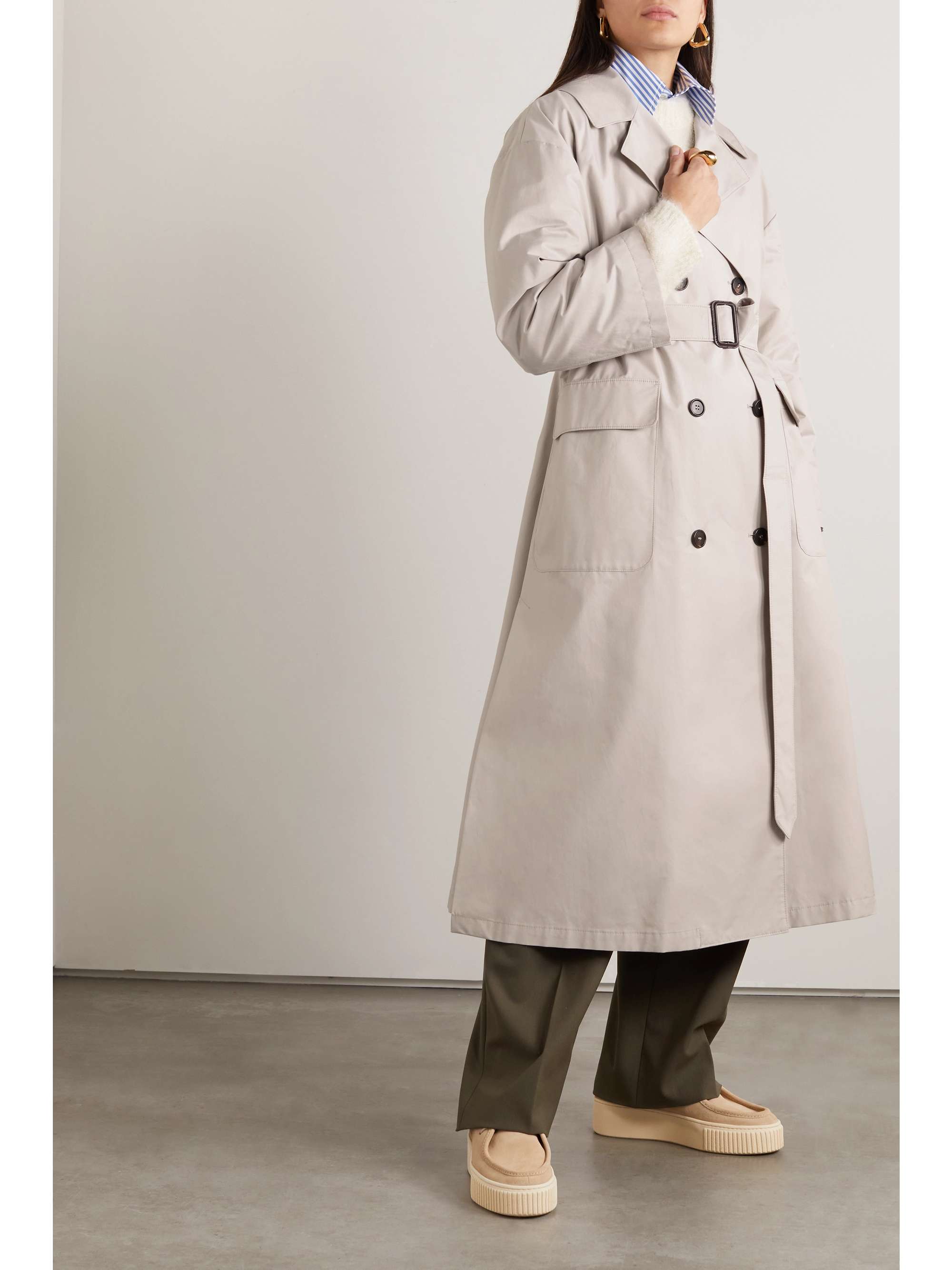 Cube double-breasted cotton-blend gabardine trench coat