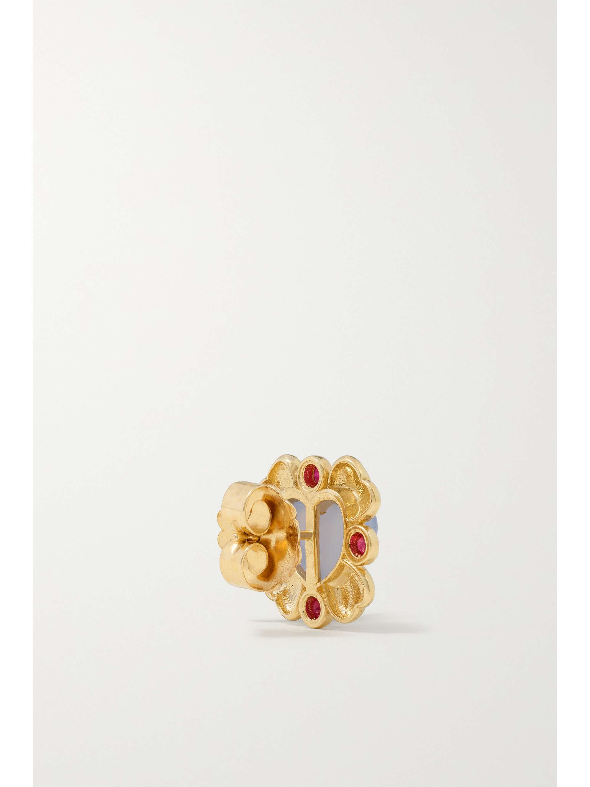 MASON AND BOOKS Blooming Love 14-karat gold, chalcedony and ruby earrings