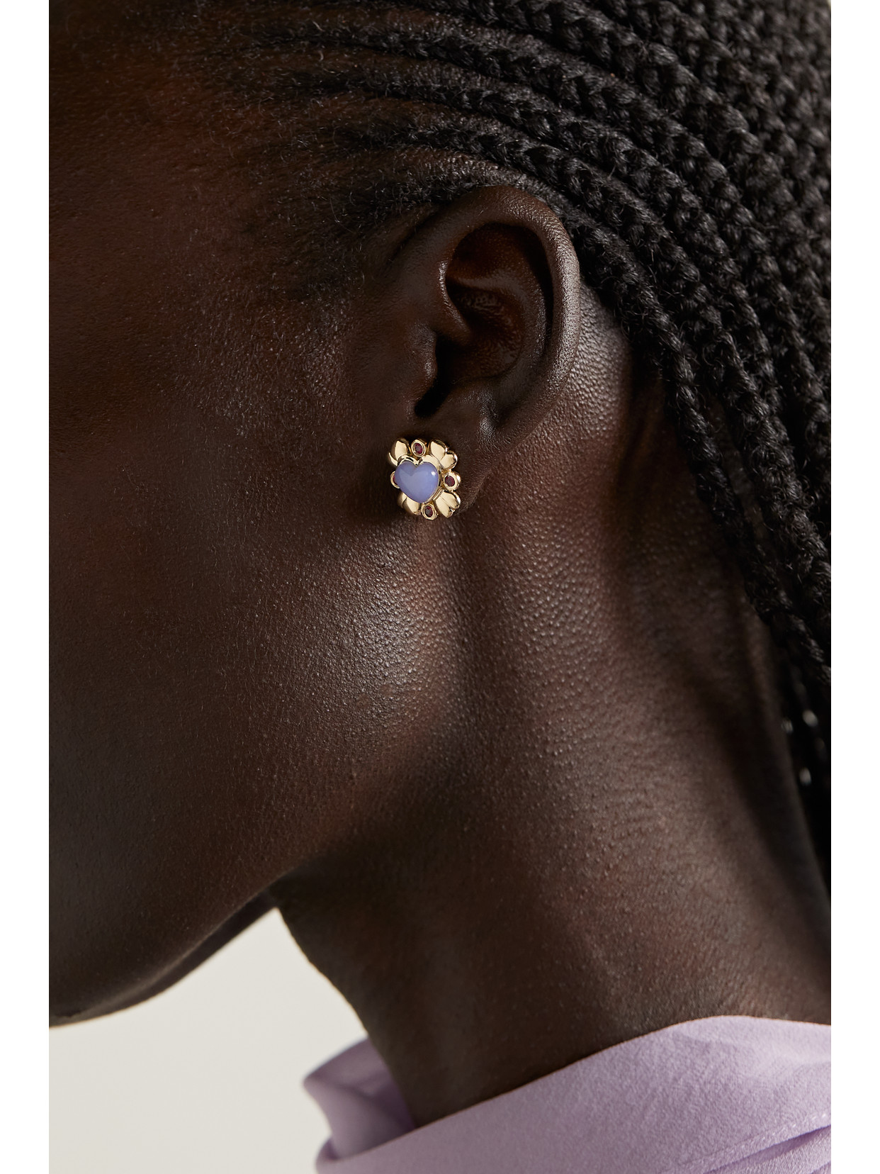 Shop Mason And Books Blooming Love 14-karat Gold, Chalcedony And Ruby Earrings