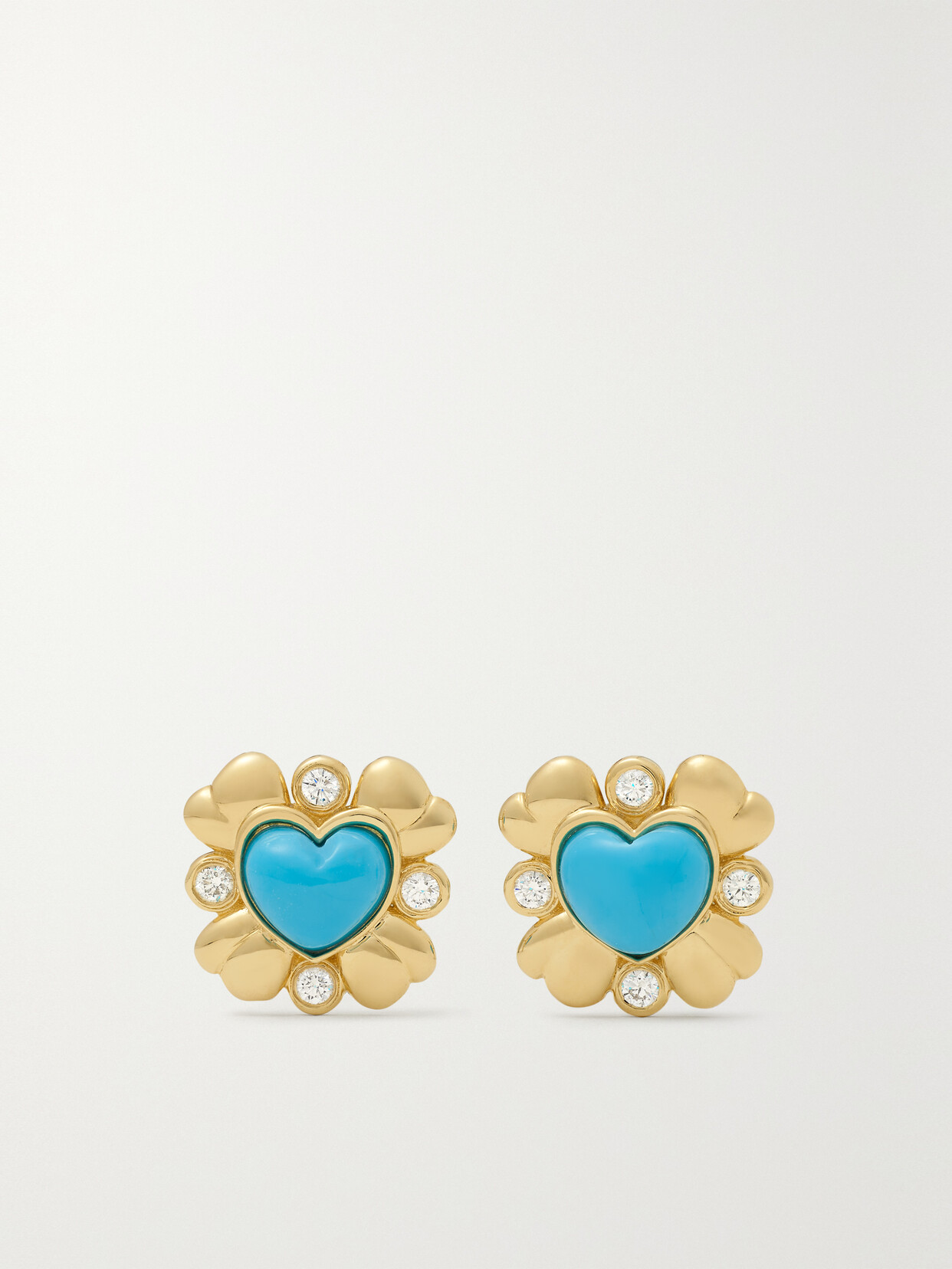 Mason And Books Blooming Love 14-karat Gold, Turquoise And Diamond Earrings