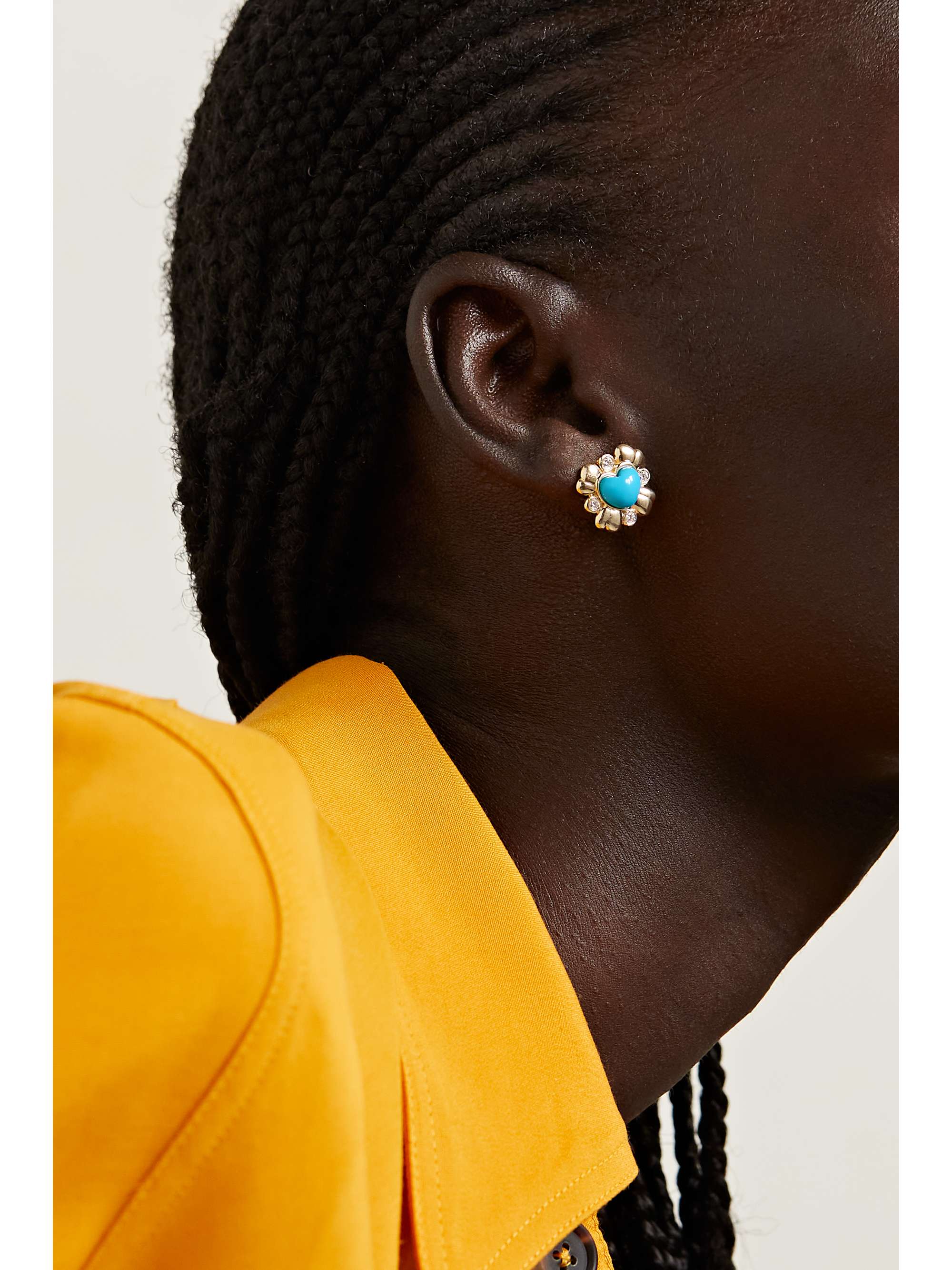 MASON AND BOOKS Blooming Love 14-karat gold, chalcedony and ruby earrings