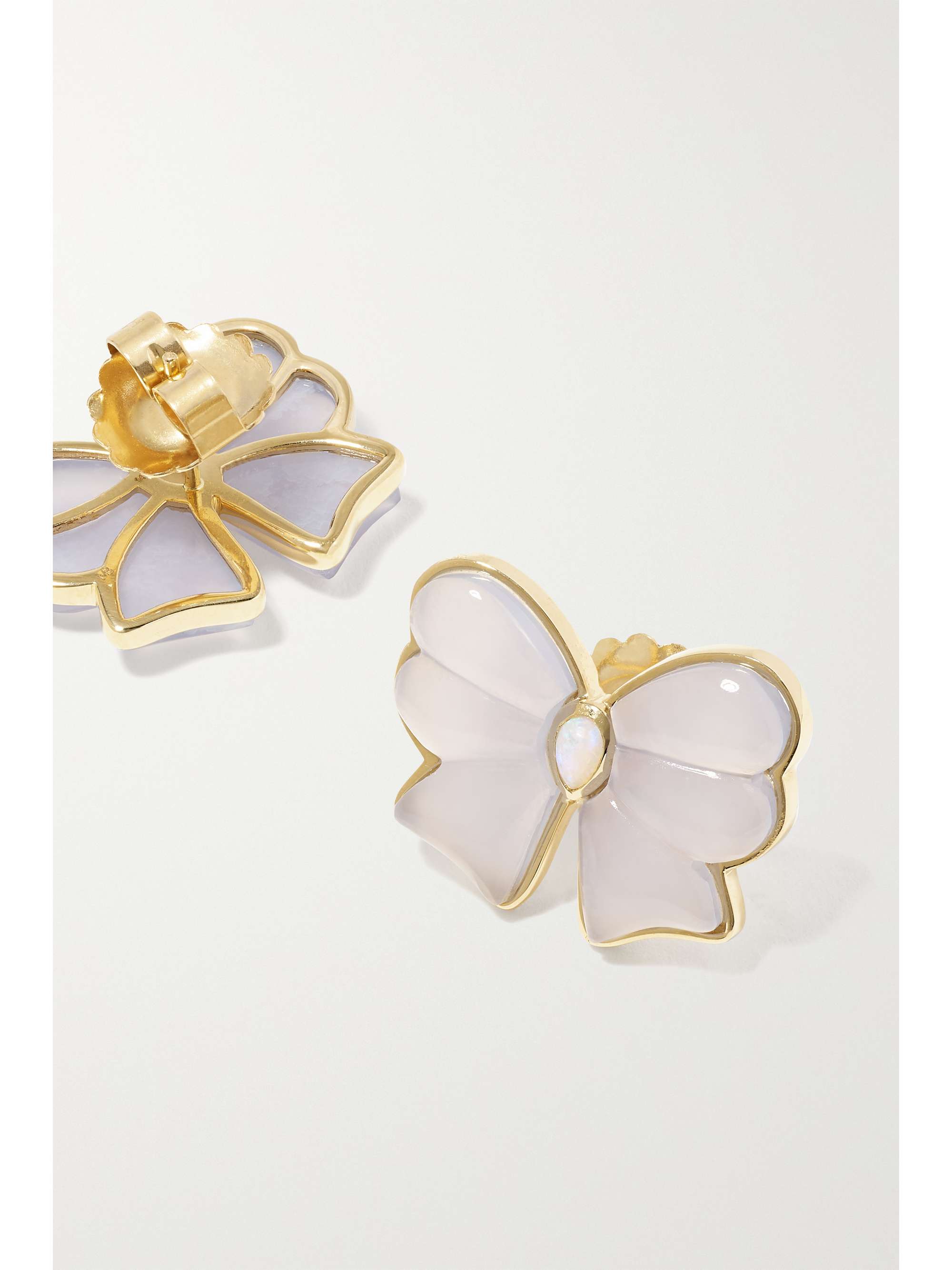 MASON AND BOOKS Berkeley Small Bow 14-karat gold, chalcedony and opal earrings