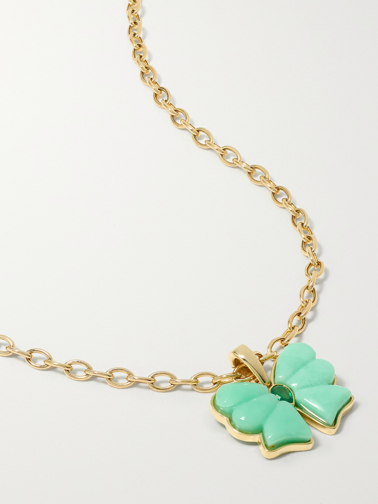Mason and Books - Berkeley 14-karat Gold, Chrysoprase And Emerald Necklace - Blue