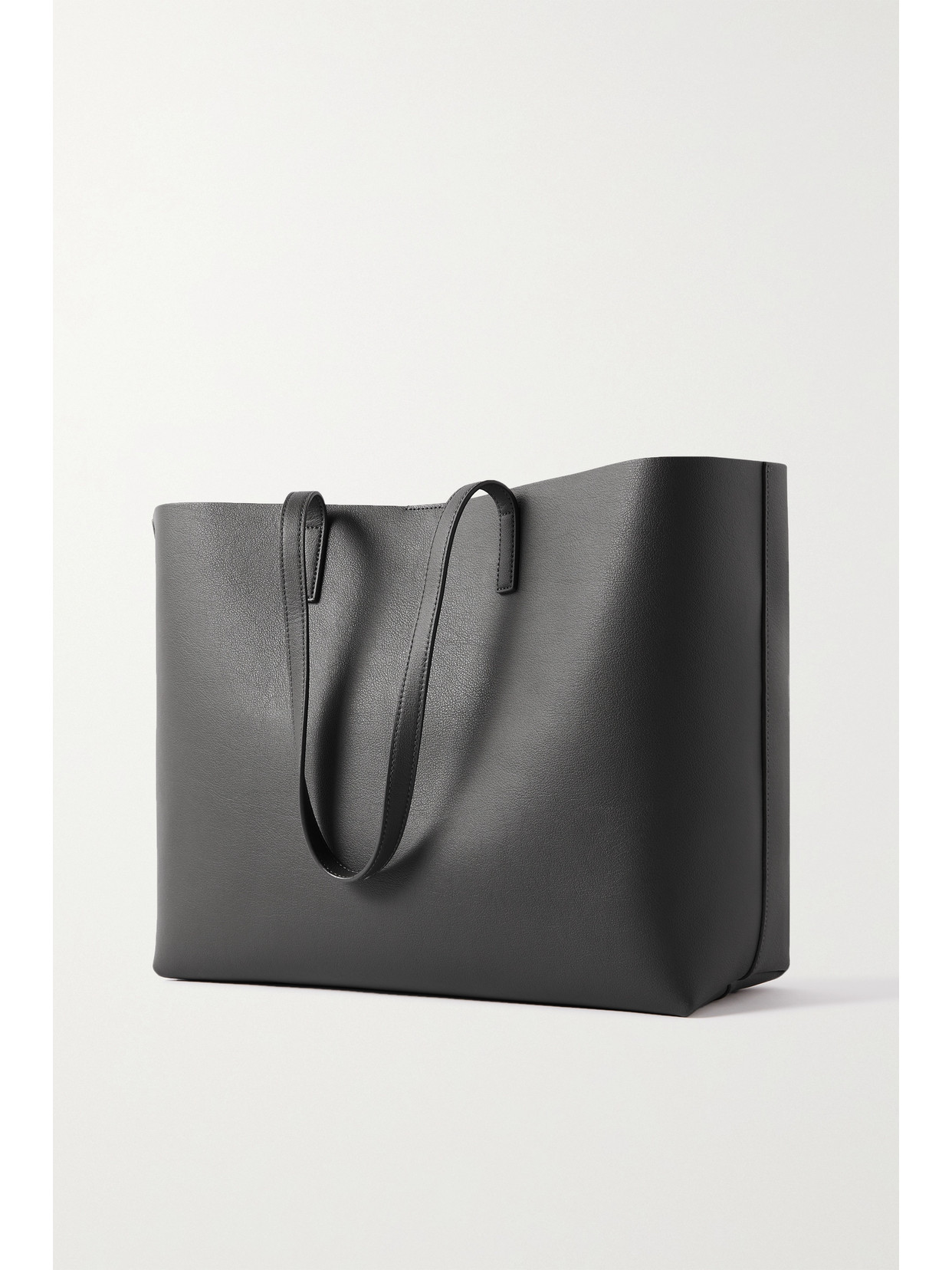 Saint Laurent Leather Tote In Gray