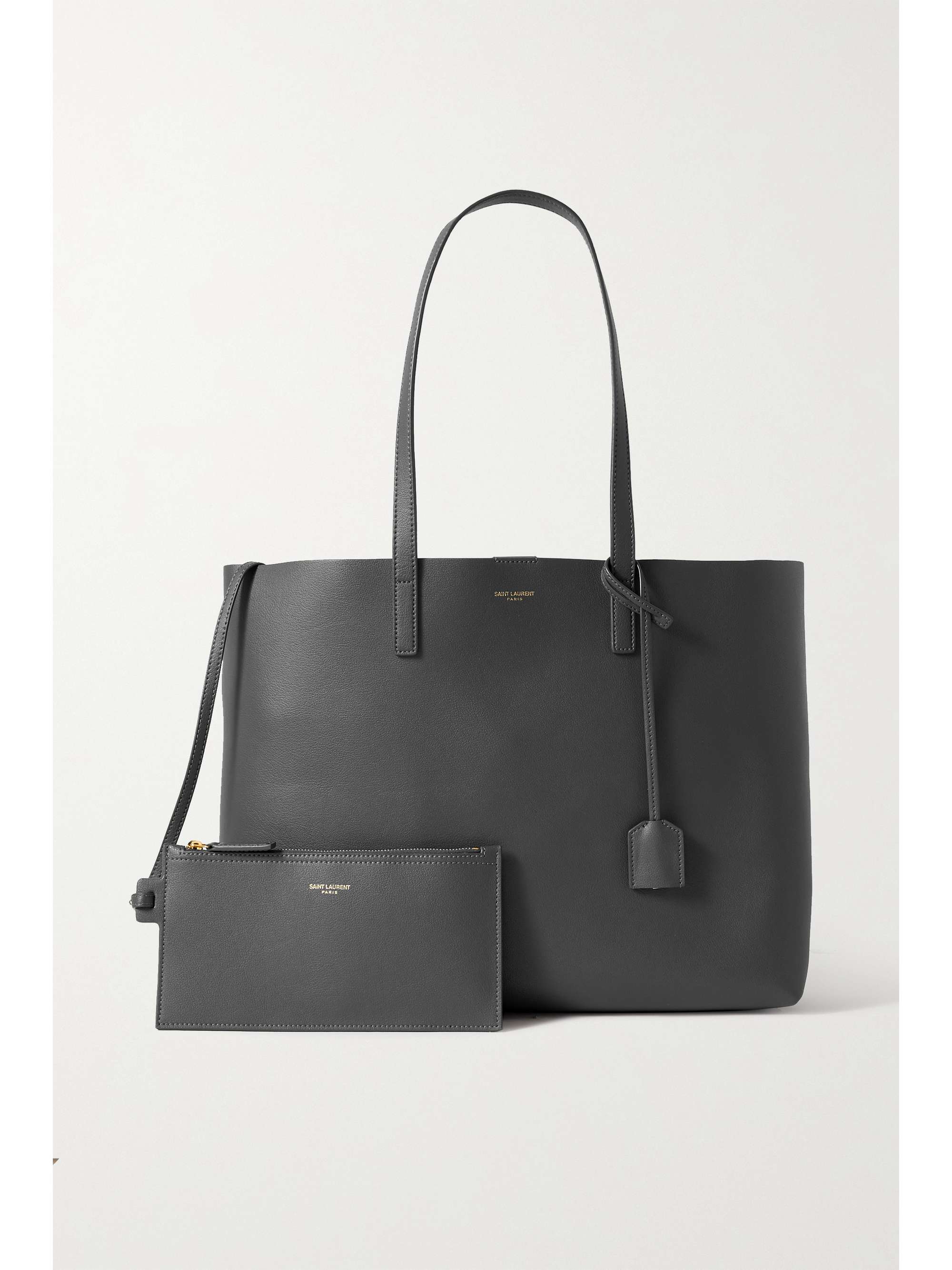 Saint Laurent Dark Grey Leather E/W Shopper Tote Saint Laurent