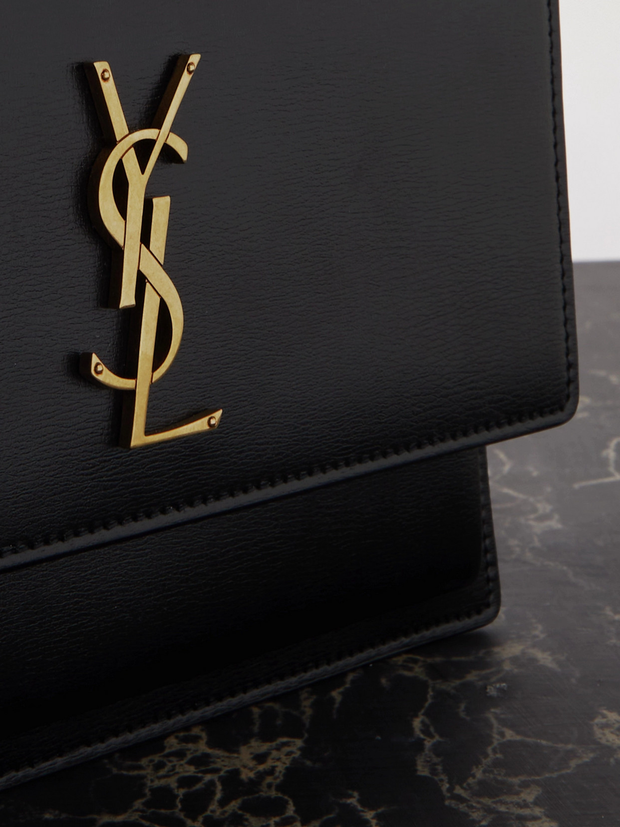 Saint Laurent Leather Sunset Shoulder Bag In Black