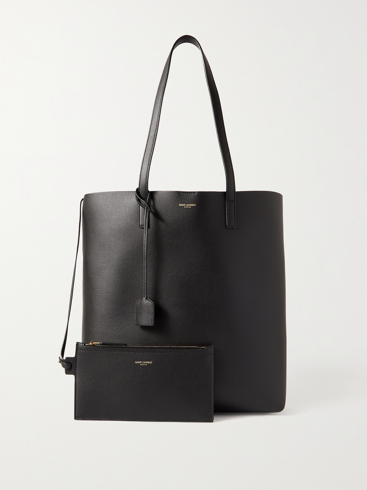 Saint Laurent Toy Black Leather Tote, Tote Bag, Black, Leather In Black