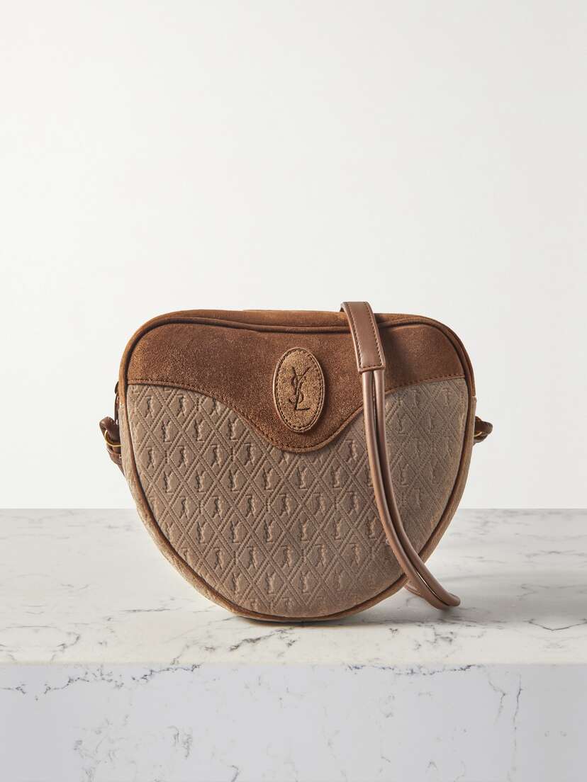 SAINT LAURENT Le Monogramme Cœur Velvet And Suede Shoulder Bag
