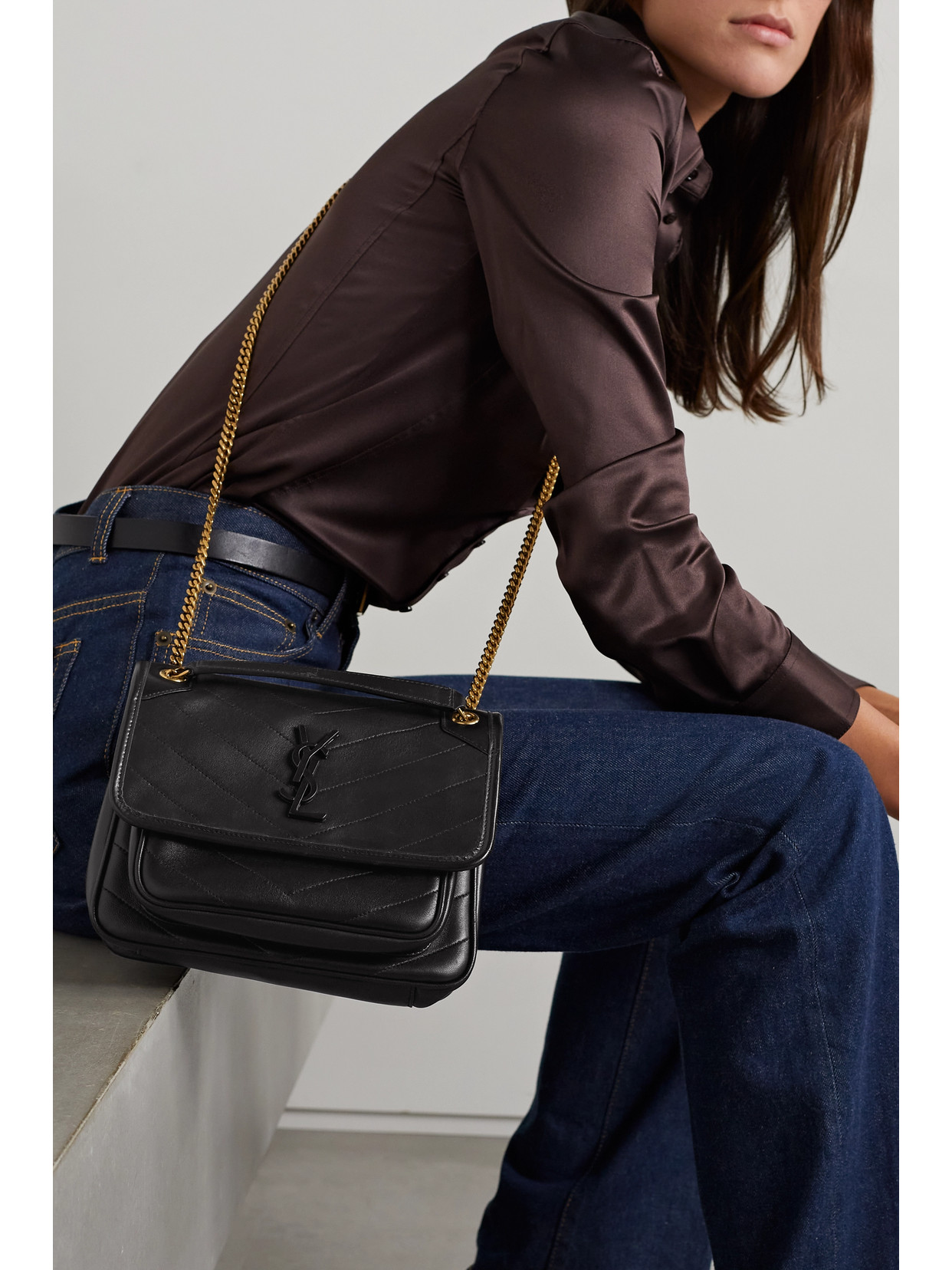 Saint Laurent Niki Baby Mini Quilted Leather Shoulder Bag In Black