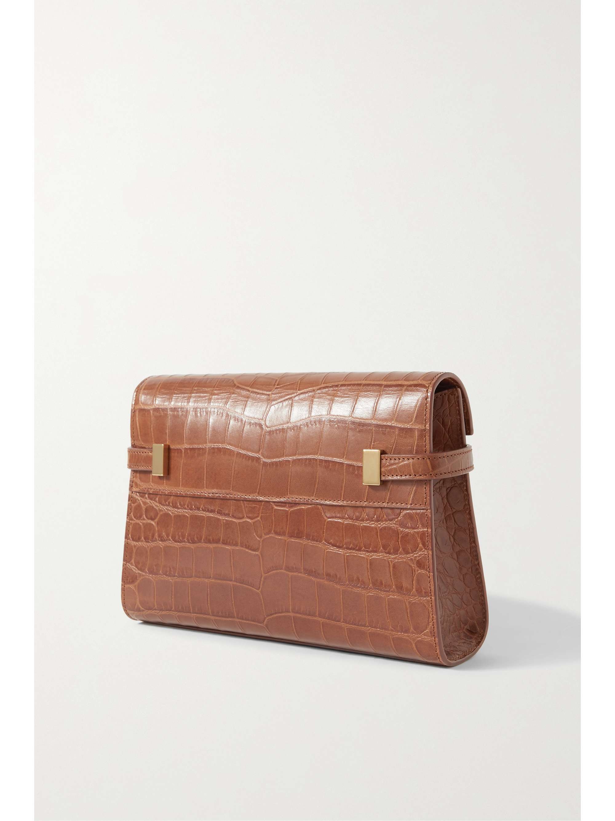 SAINT LAURENT Manhattan embellished croceffect leather shoulder bag