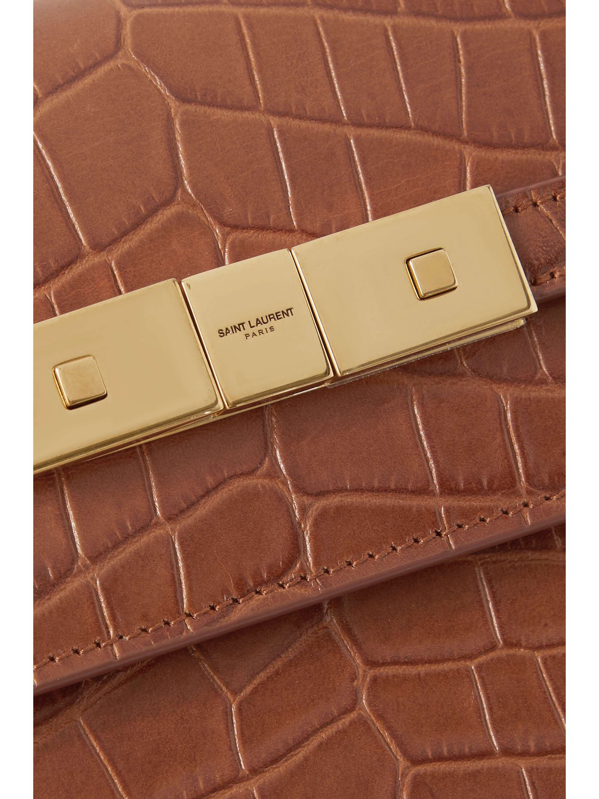 SAINT LAURENT Manhattan embellished croceffect leather shoulder bag