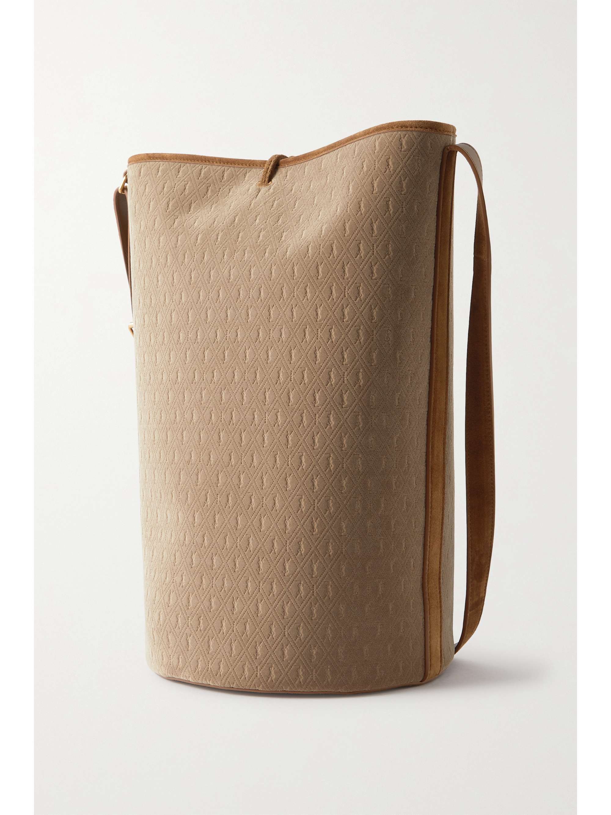 SAINT LAURENT Le Monogramme leather-trimmed printed coated-canvas bucket bag