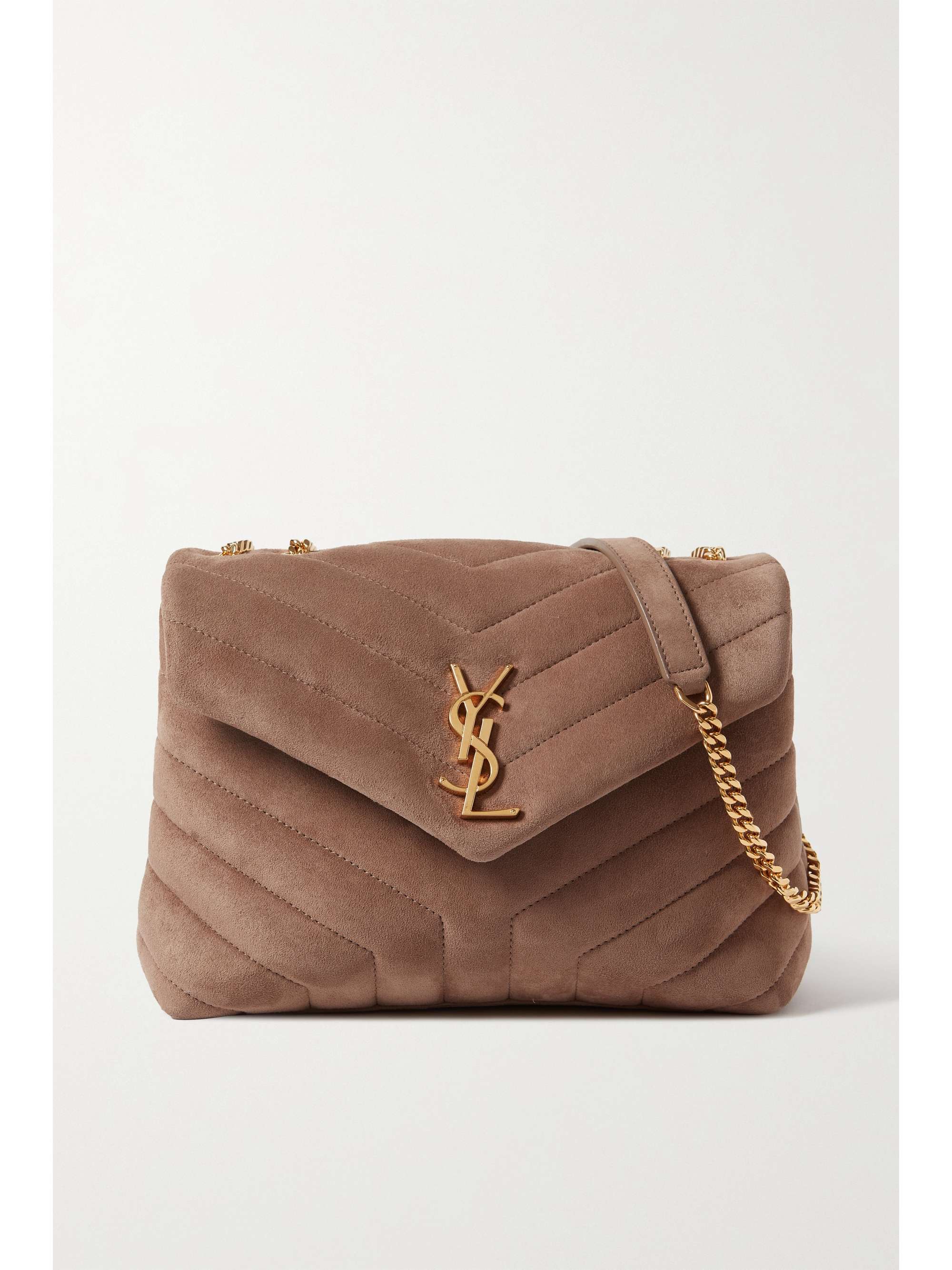 Saint Laurent Loulou Small Quilted Velour Chain Shoulder Bag