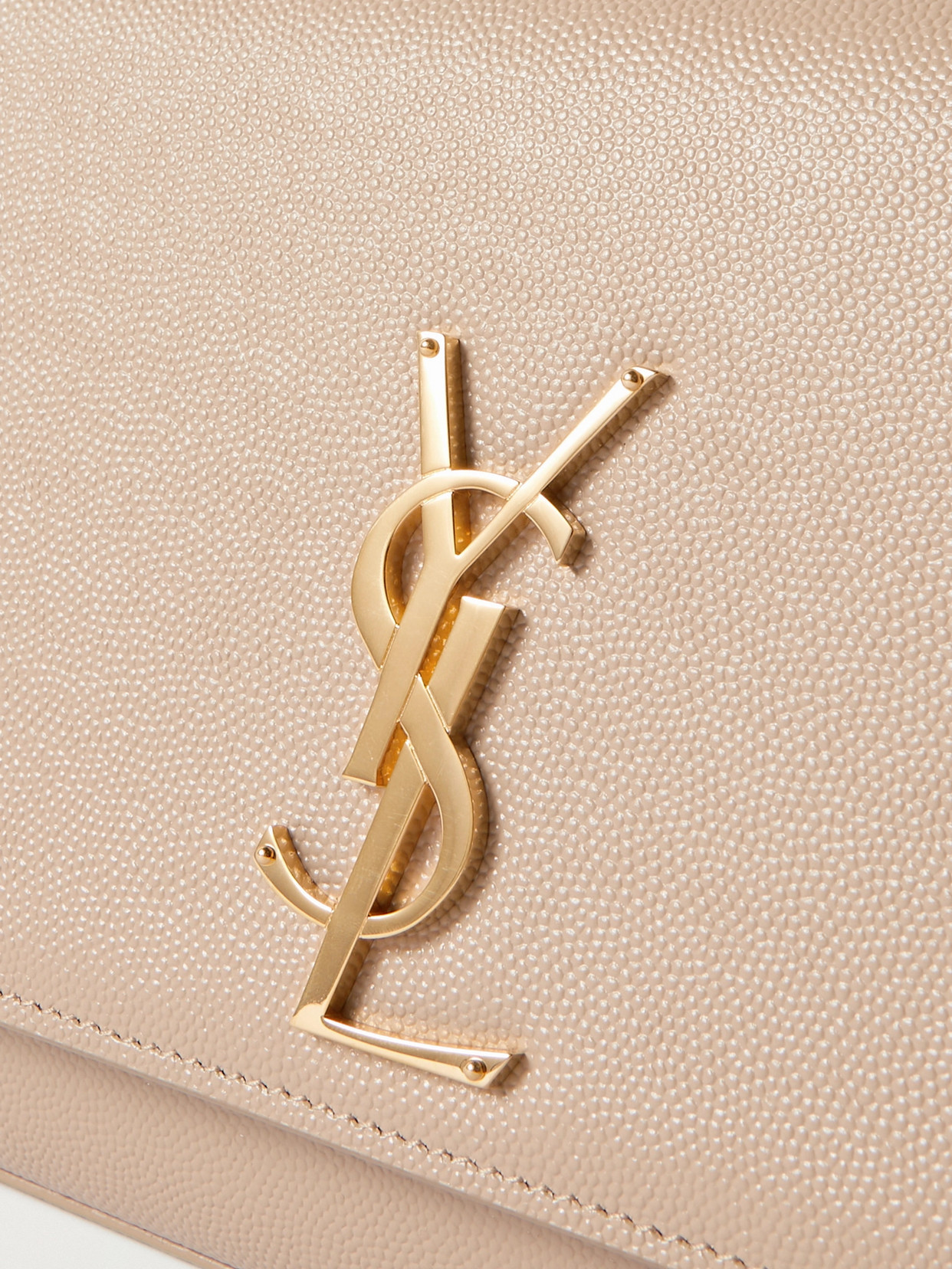 Saint Laurent Kate Textured-leather Shoulder Bag In Neutrals