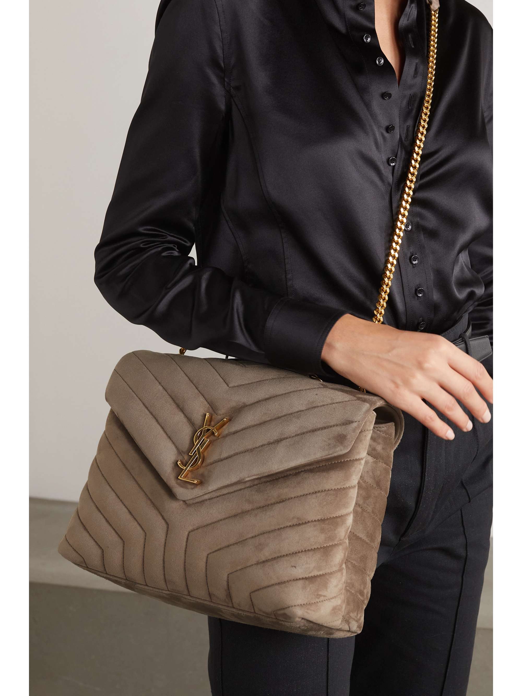 Loulou medium quilted suede shoulder bag