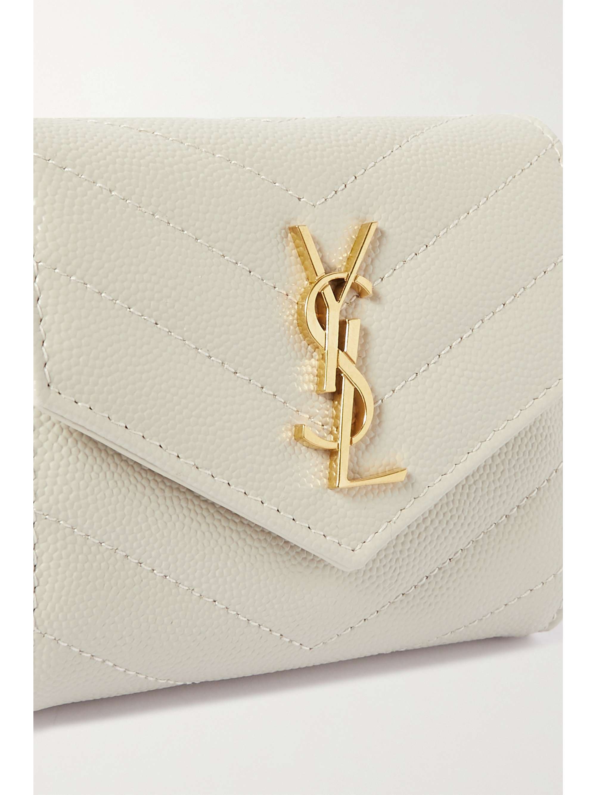 SAINT LAURENT Monogramme Envelope quilted textured-leather wallet