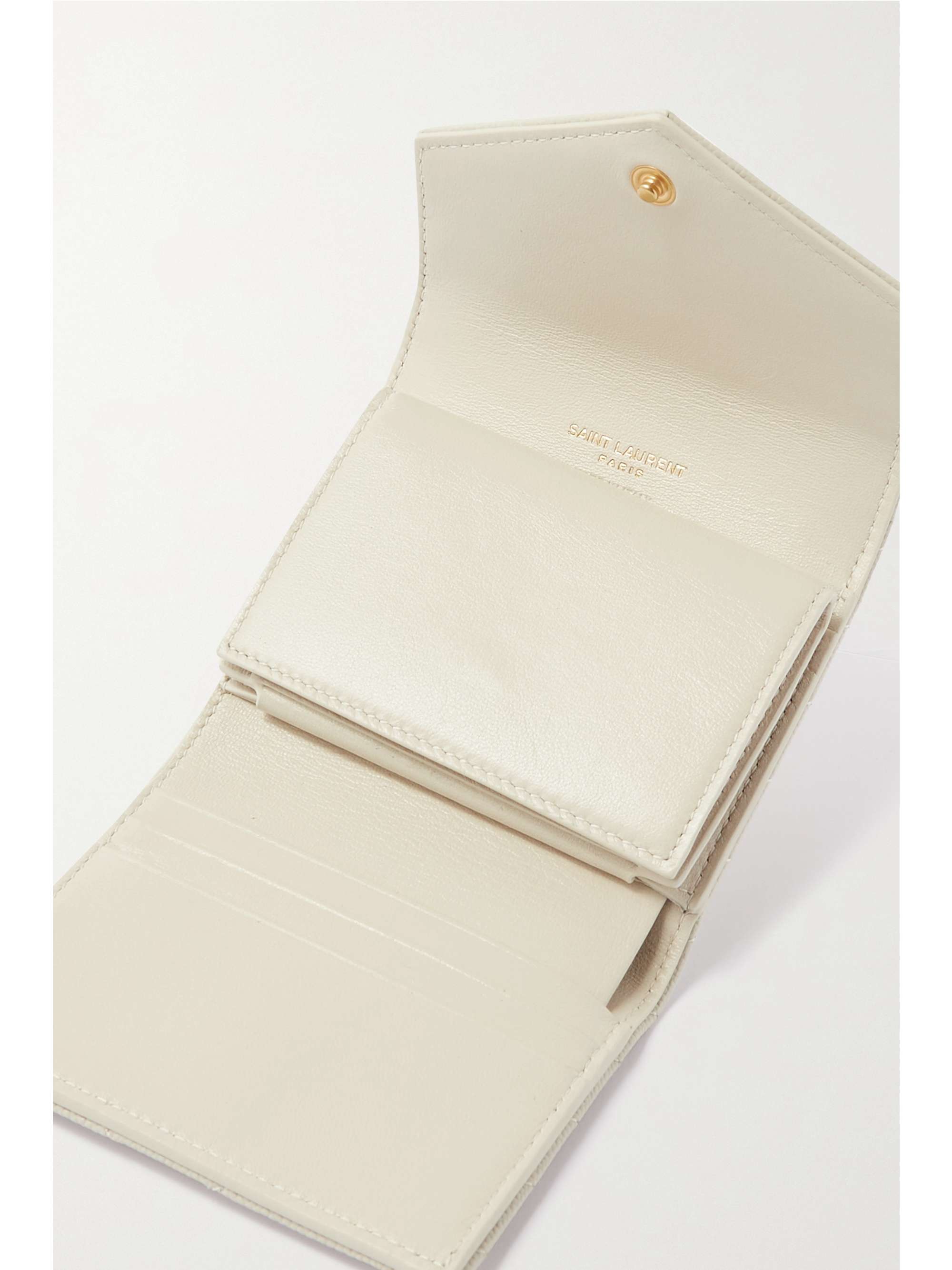 SAINT LAURENT Monogramme Envelope quilted textured-leather wallet
